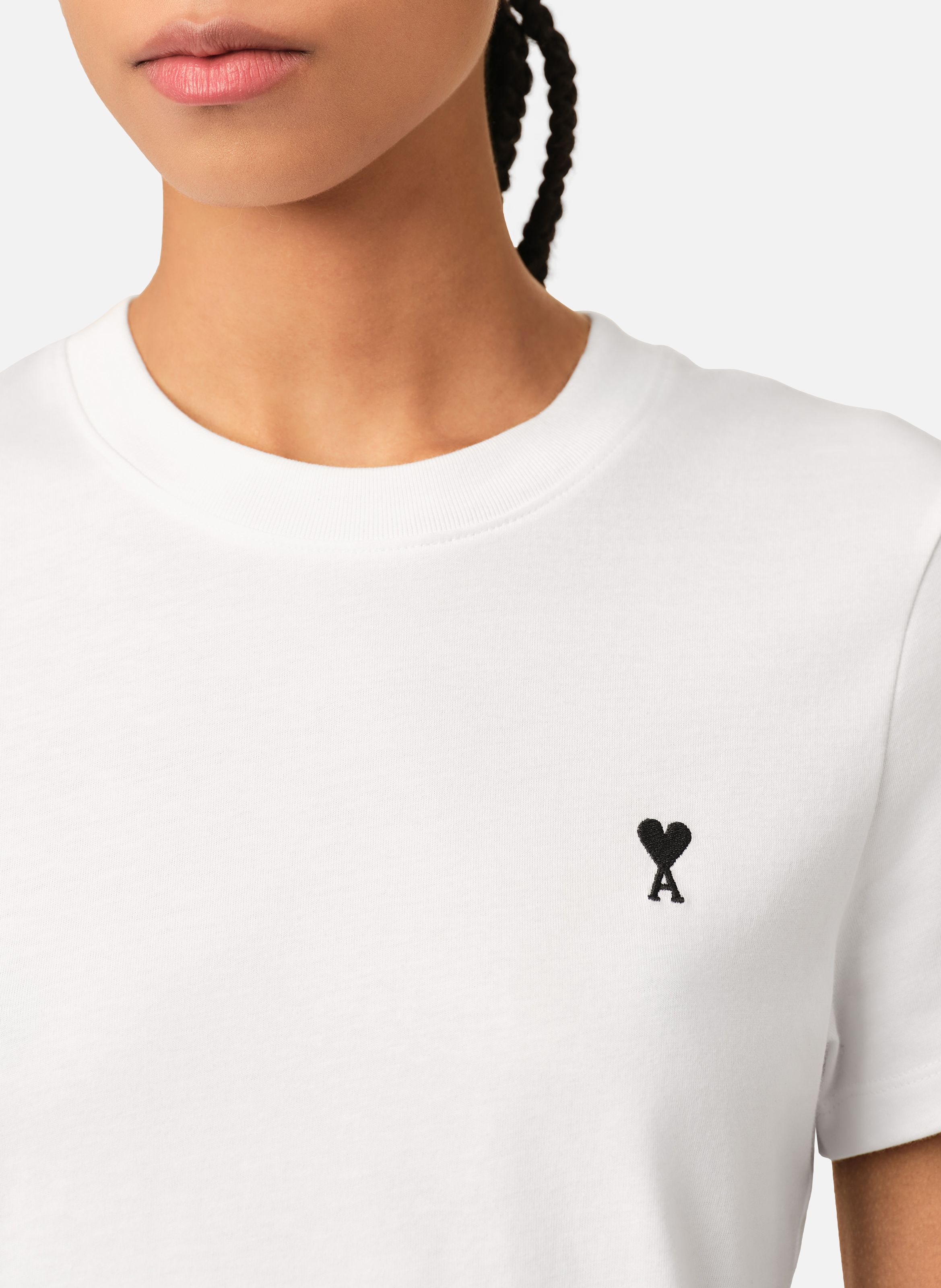 T-shirt ami de coeur court en coton AMI PARIS Blanc