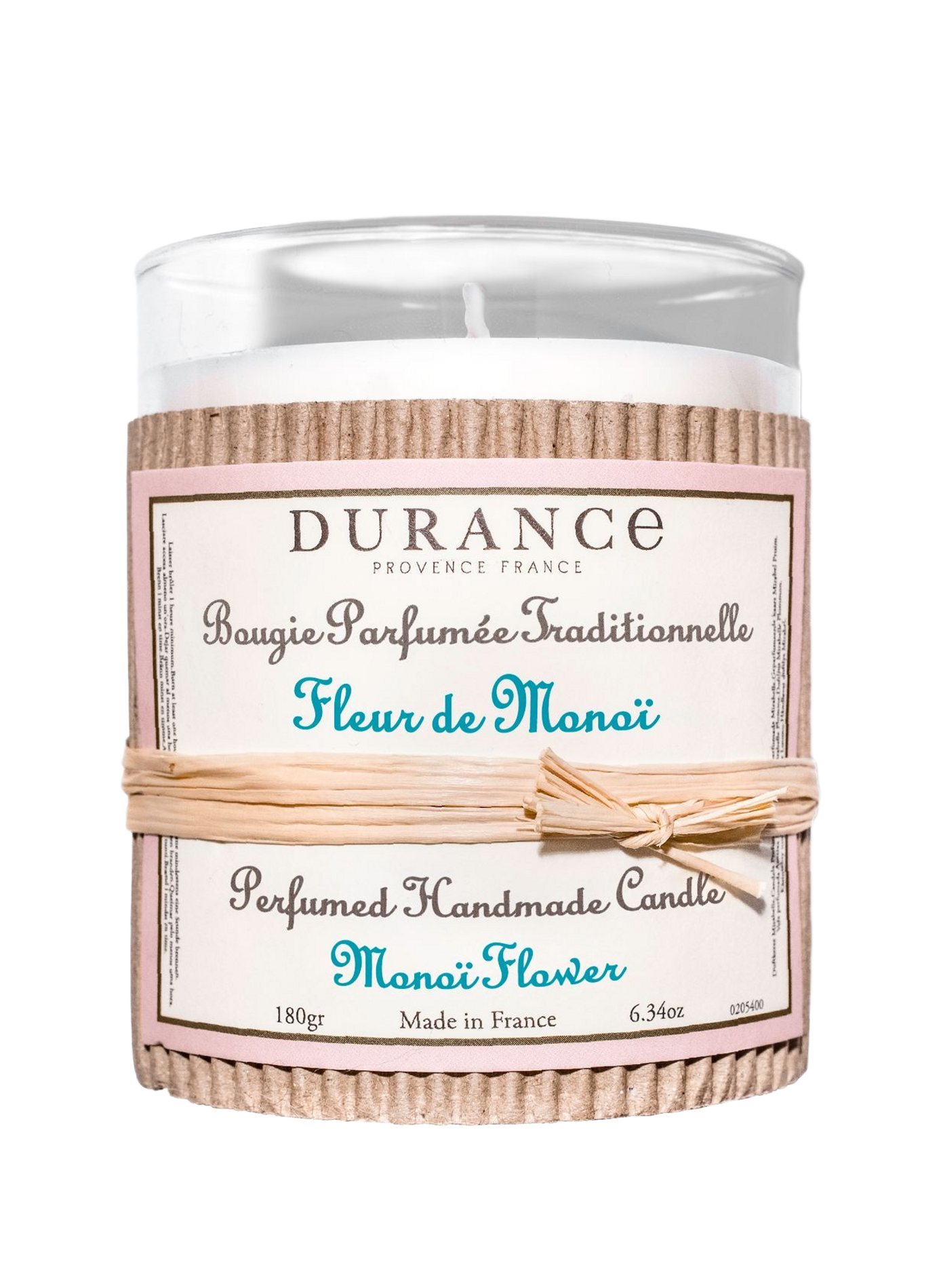 Geurkaars met Monoï-bloem 180g DURANCE Blauw