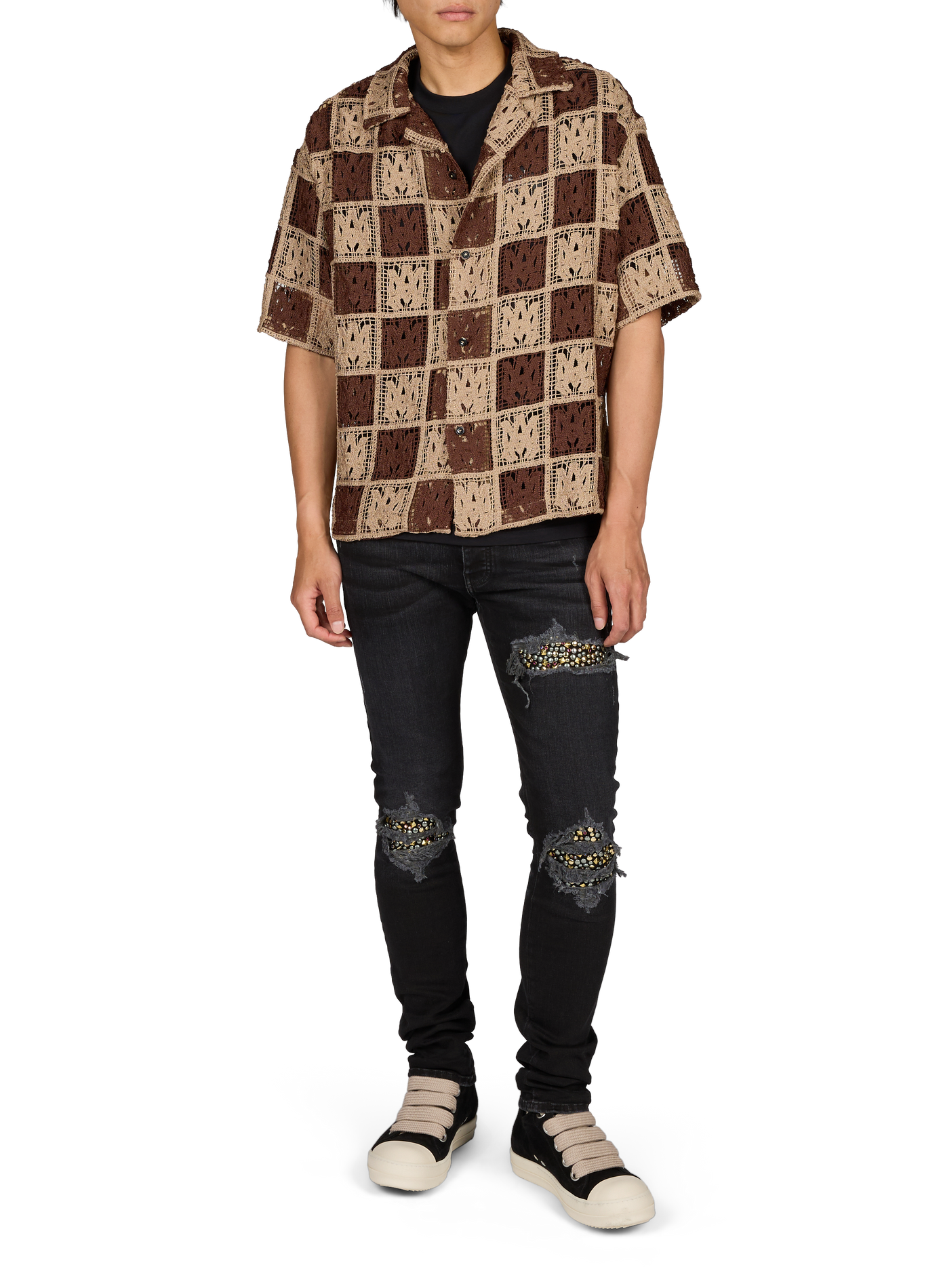 Chemise en crochet à carreaux AMIRI Multicolore