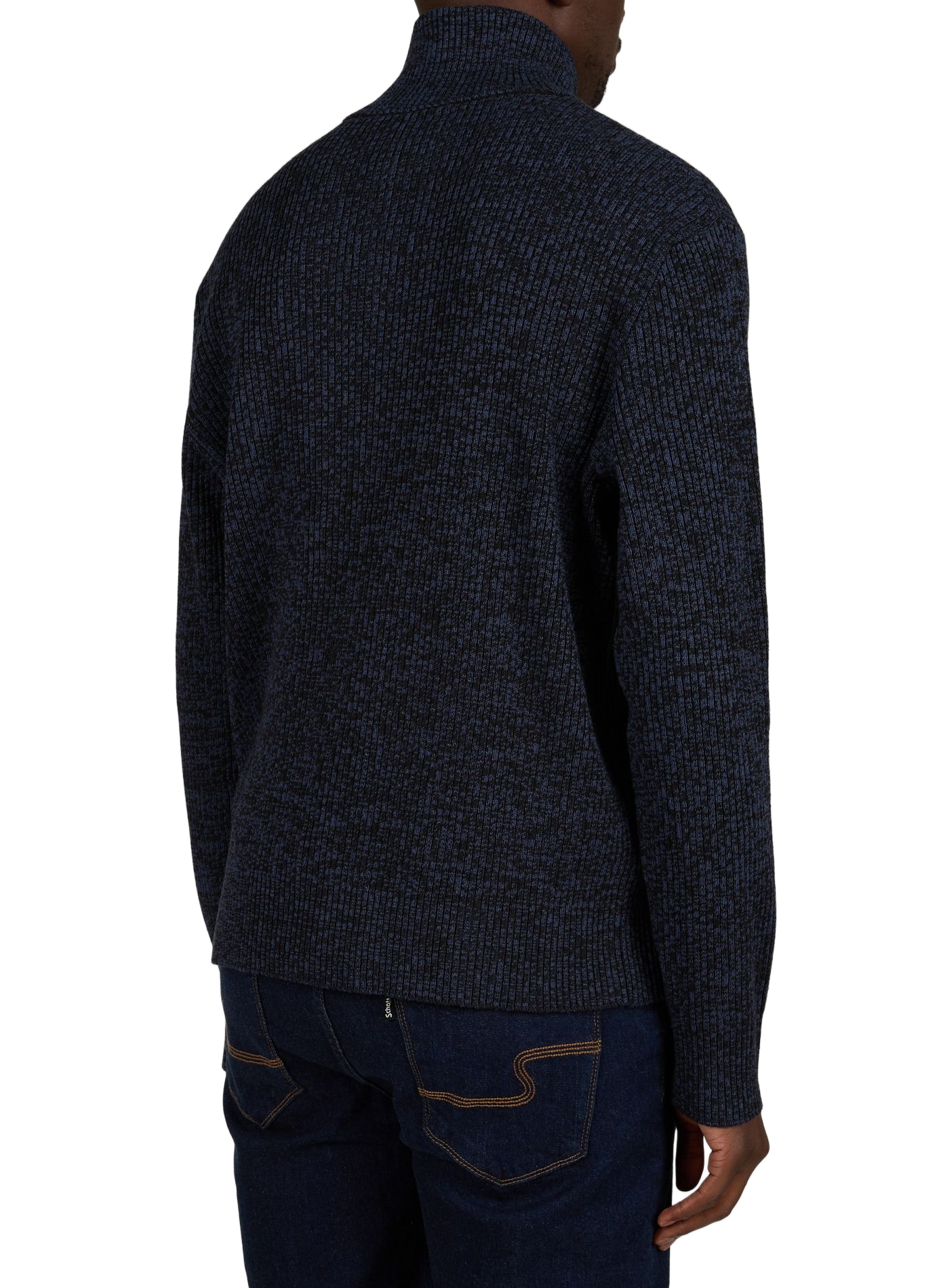 Straight cut high-neck zip-up sweater HUGO BLUE Black