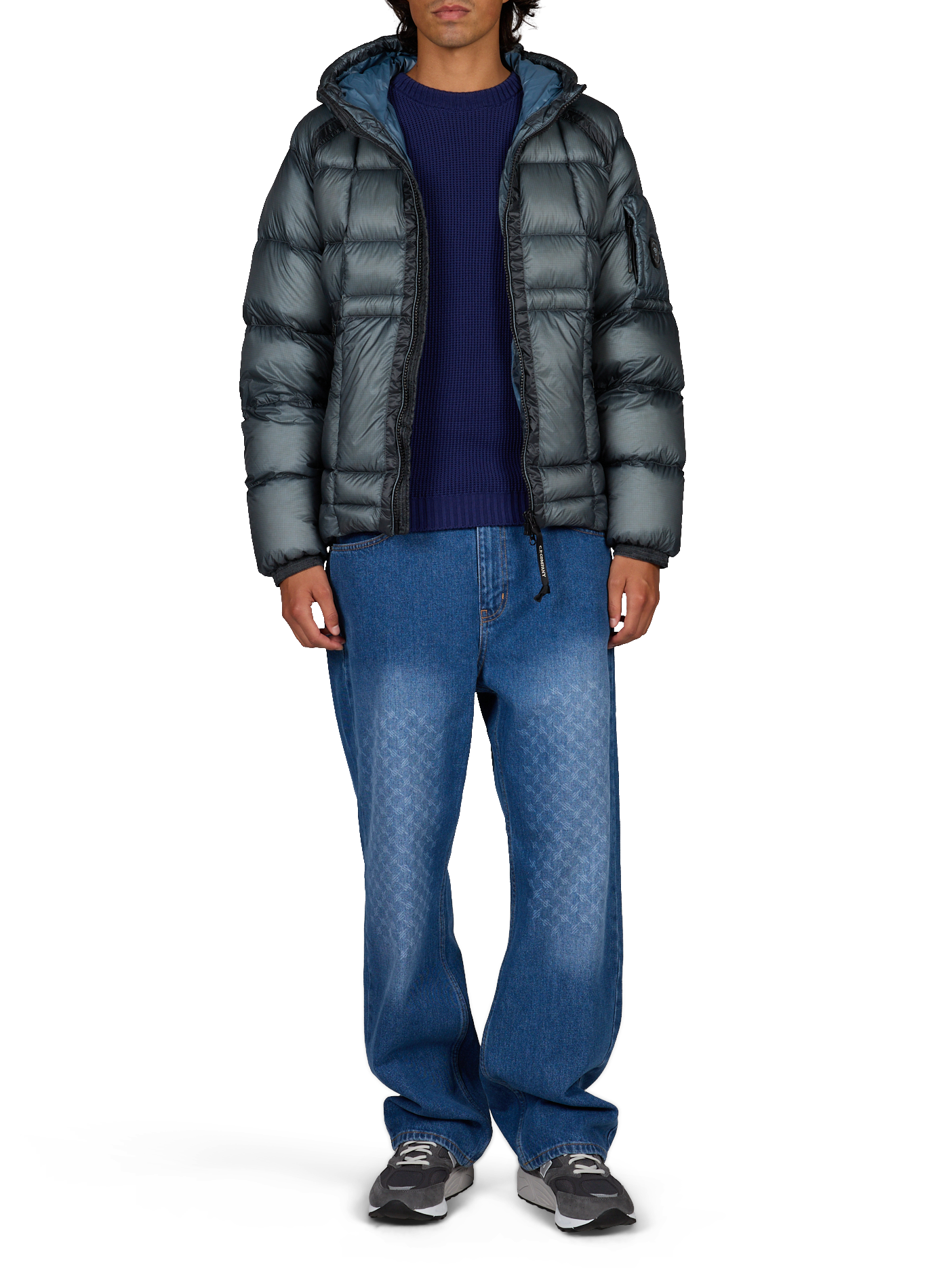 Kurze gesteppte Daunenjacke CP COMPANY Blau