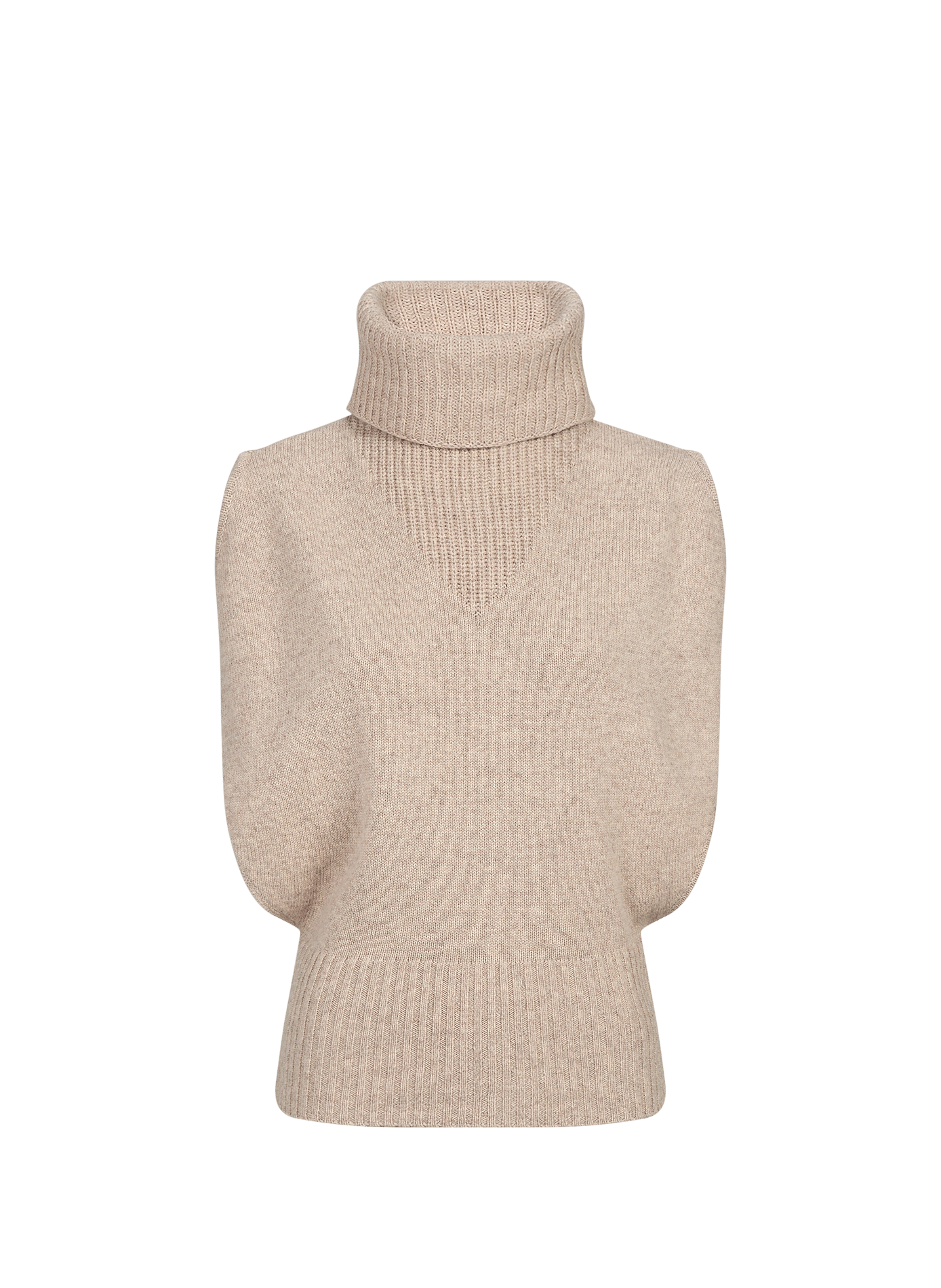 Sleeveless turtleneck wool sweater ROUGE EDIT Beige