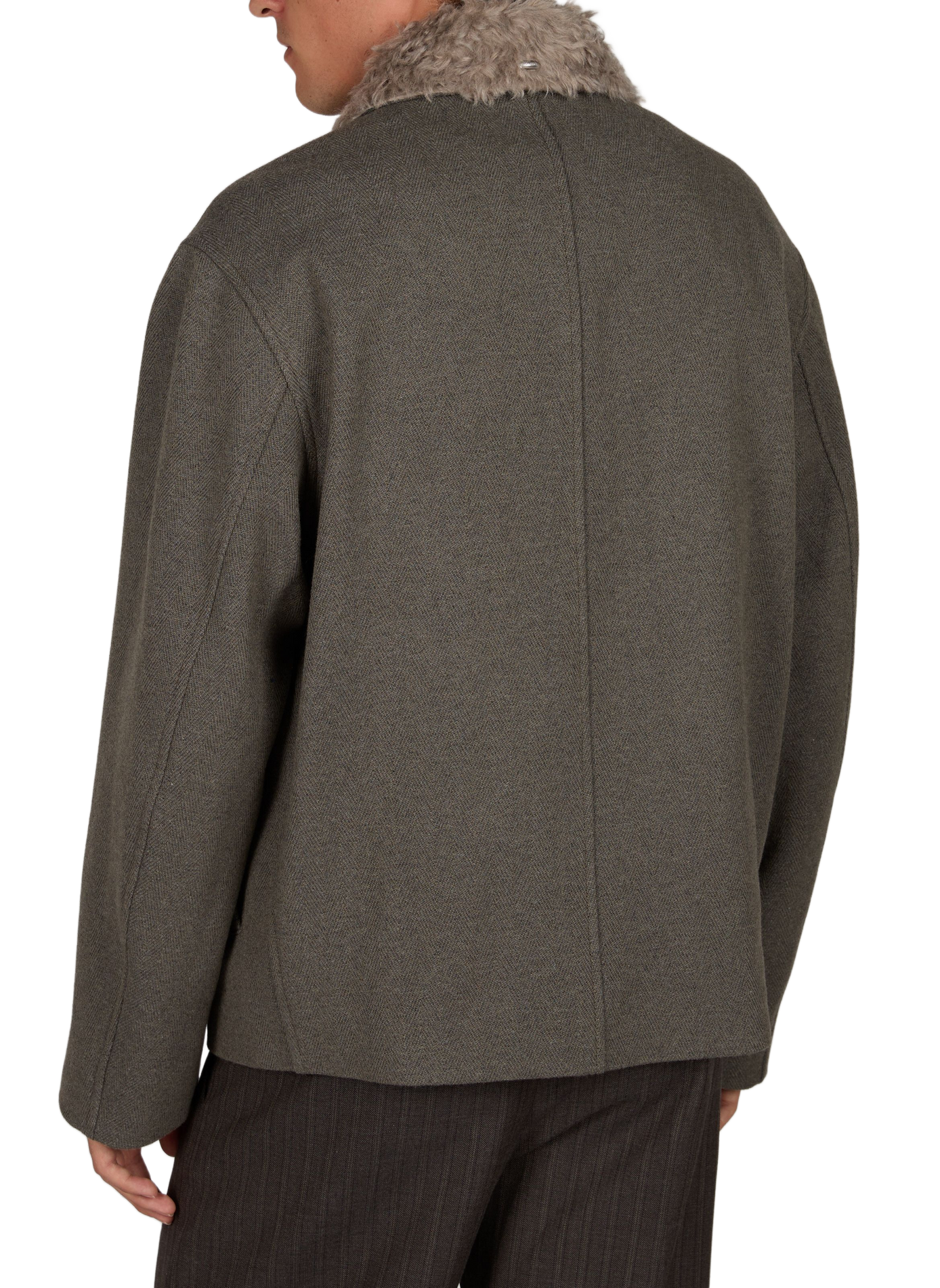 Gerade geschnittene Jacke mit klassischem Kragen aus Wollmischung OUR LEGACY Grun