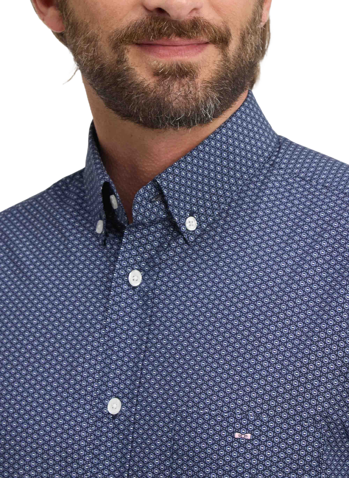 Straight Cotton Shirt with Pattern EDEN PARK Blue