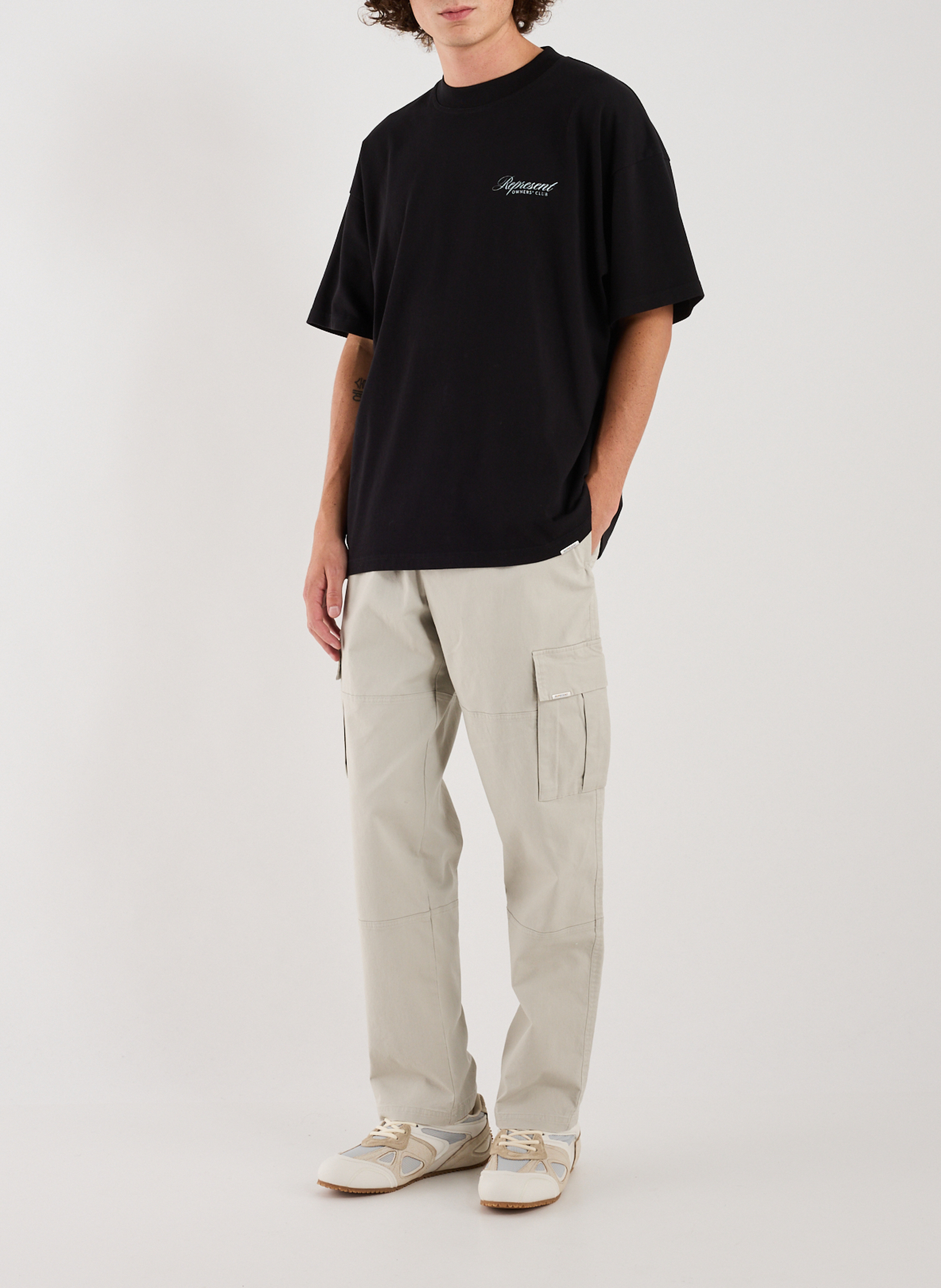 Weites Baumwoll-T-Shirt REPRESENT Schwarz