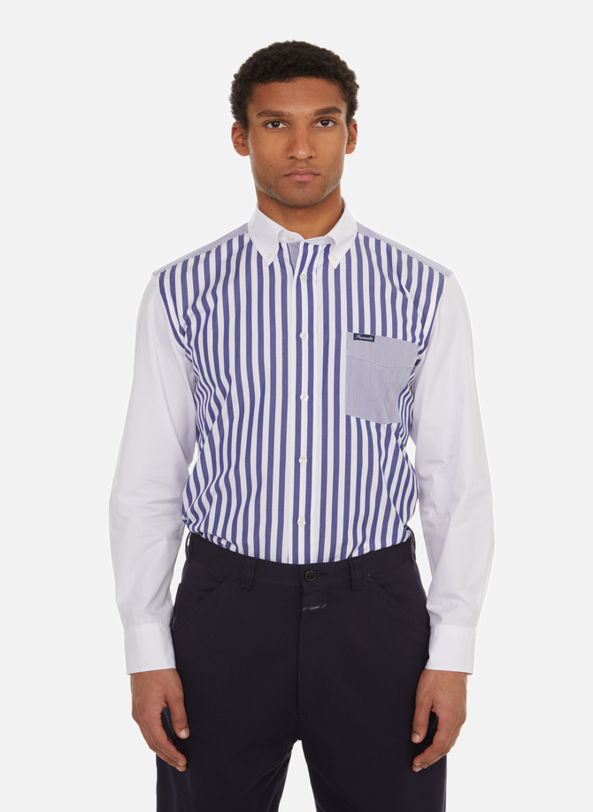 FACONNABLE half-striped, half-plain shirt