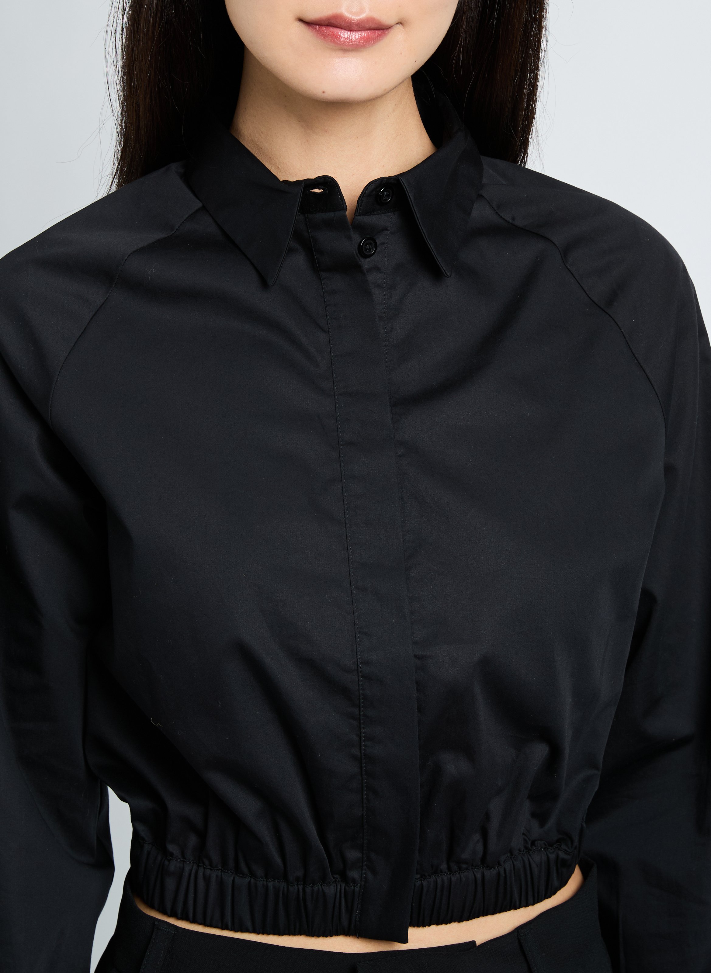 Cropped cotton shirt SAISON 1865 Black