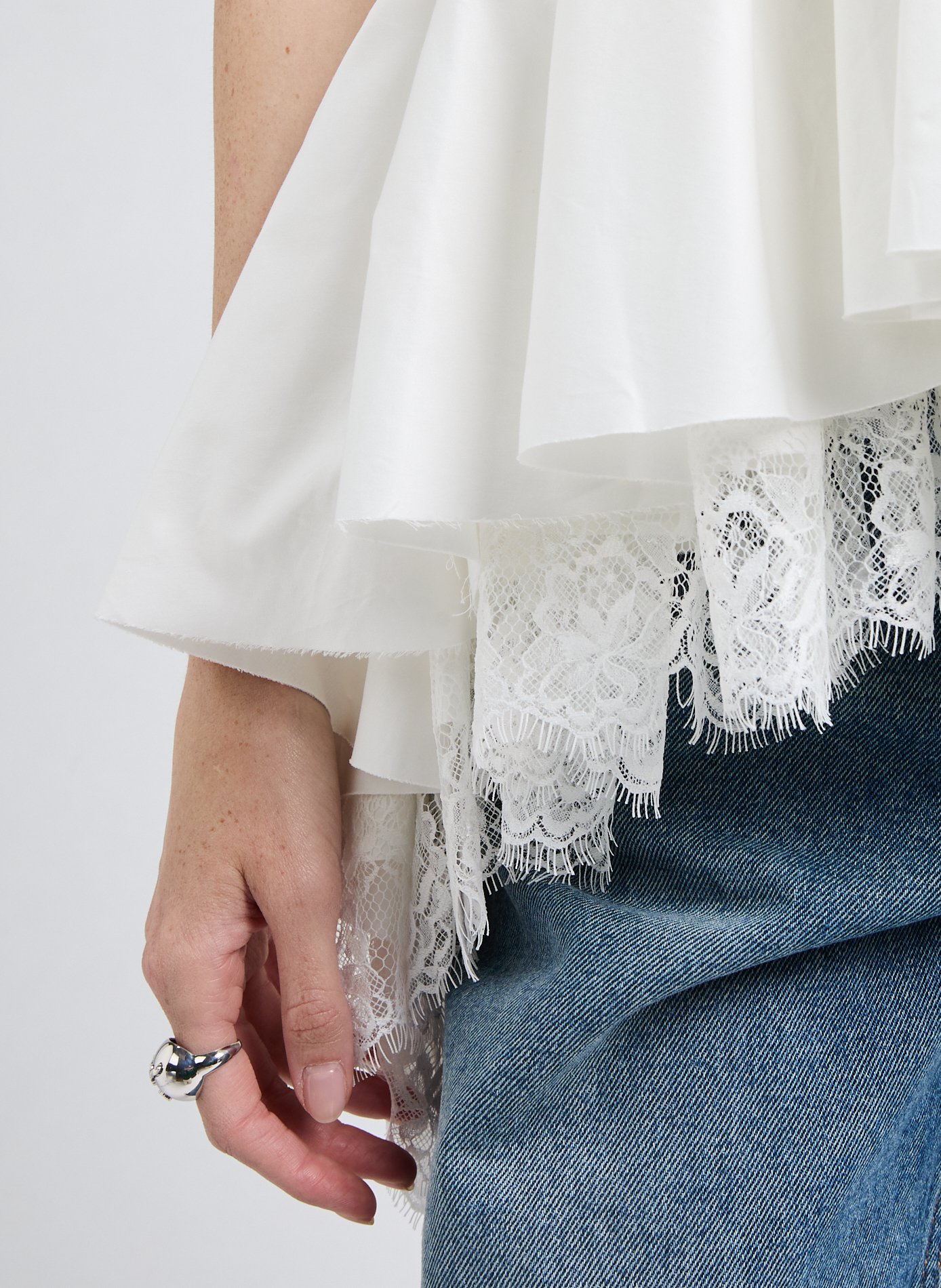 T-shirt à volants et ourlets MARQUES ALMEIDA Blanc