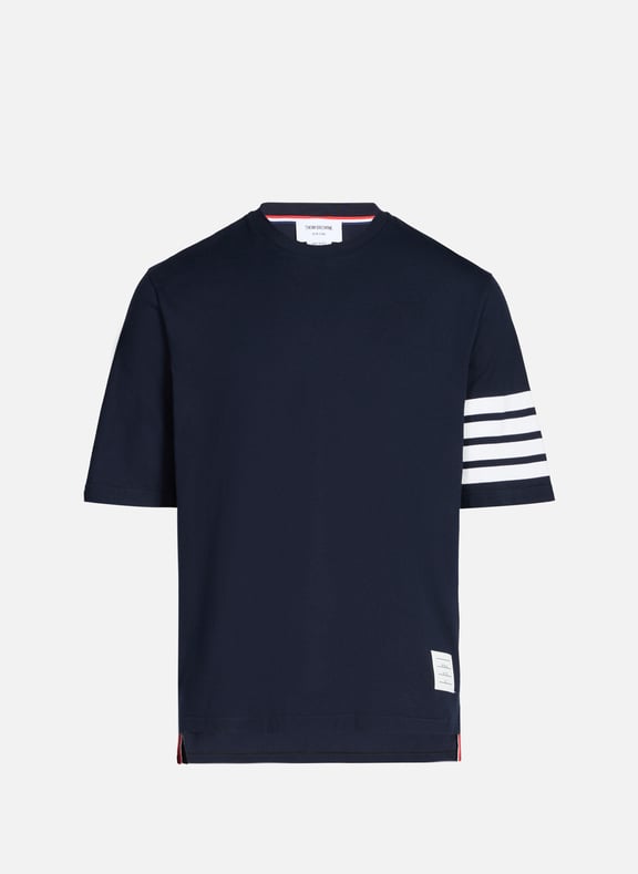 Classic Cotton T-Shirt Blue by THOM BROWNE THOM BROWNE Classic Cotton T-Shirt Blue
