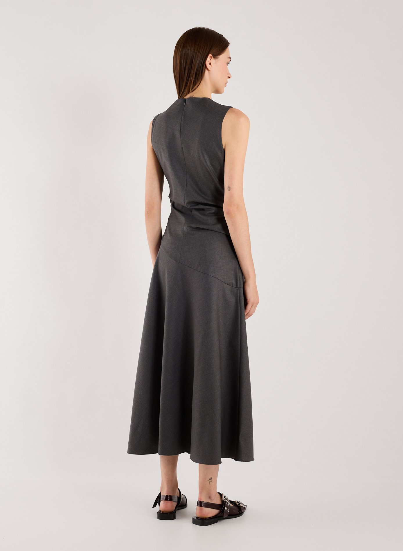 Robe longue drapée en laine vierge ROHE FRAMES Gris