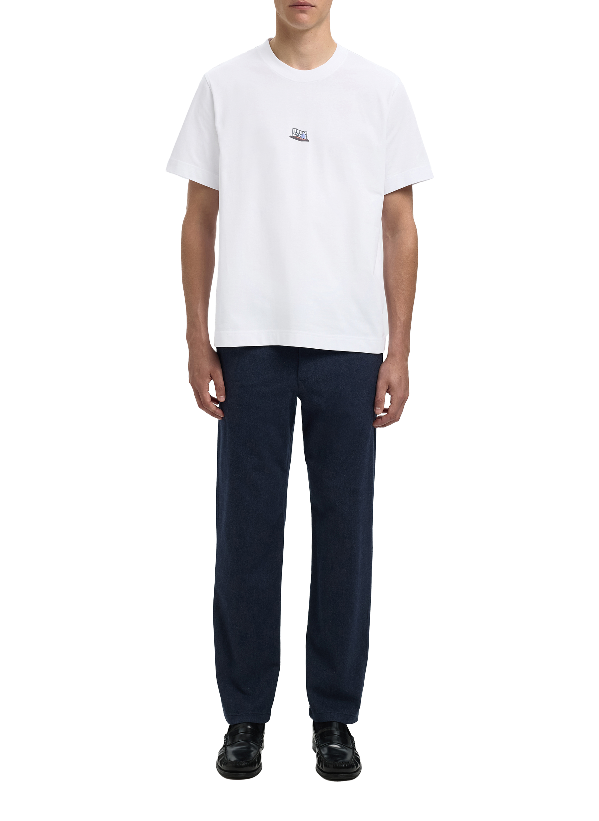 T-shirt droit imprimé en coton biologique SELECTED Blanc