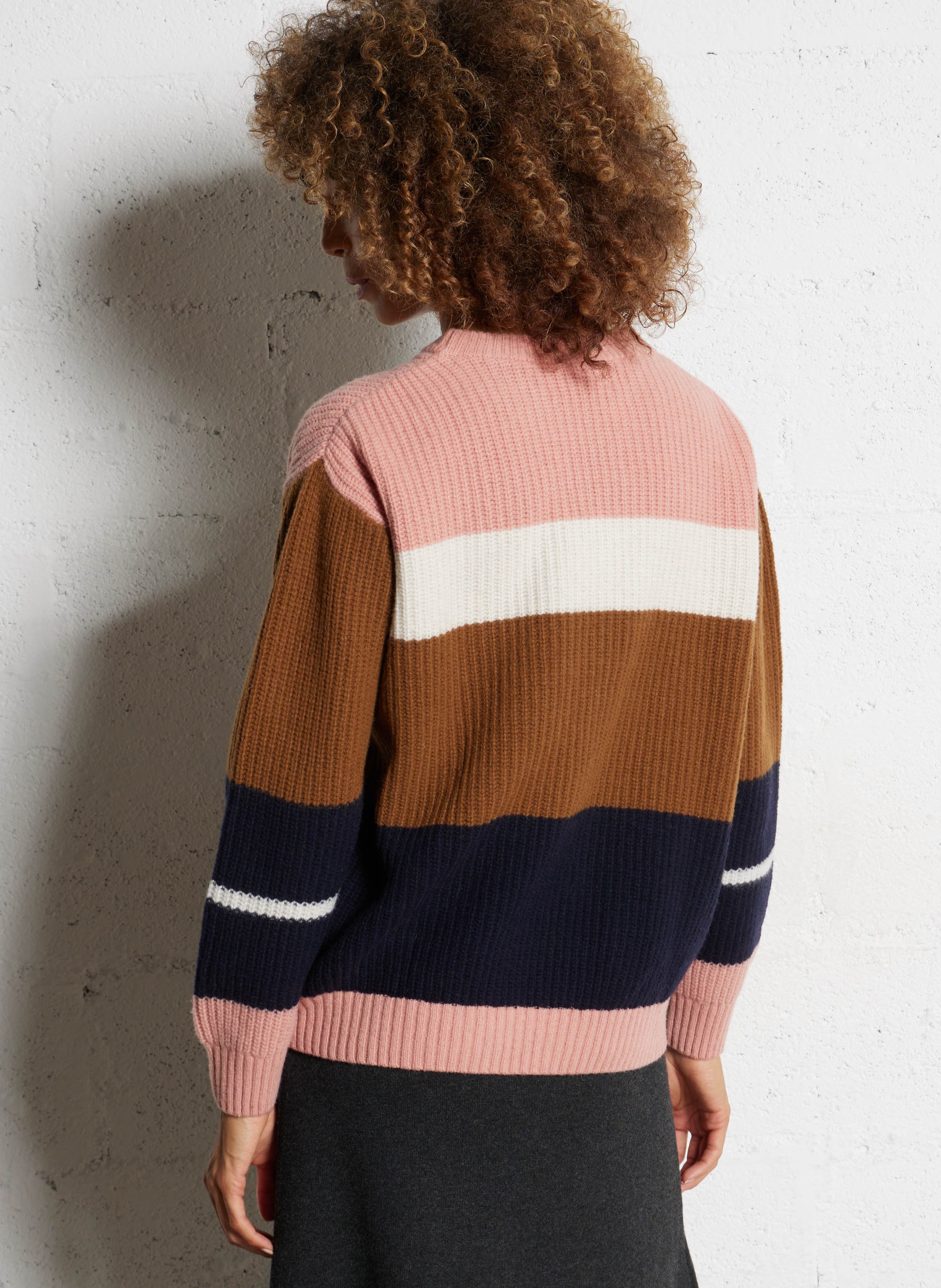 Pull col rond rayé en laine mélangée deauville ARMOR-LUX Marron