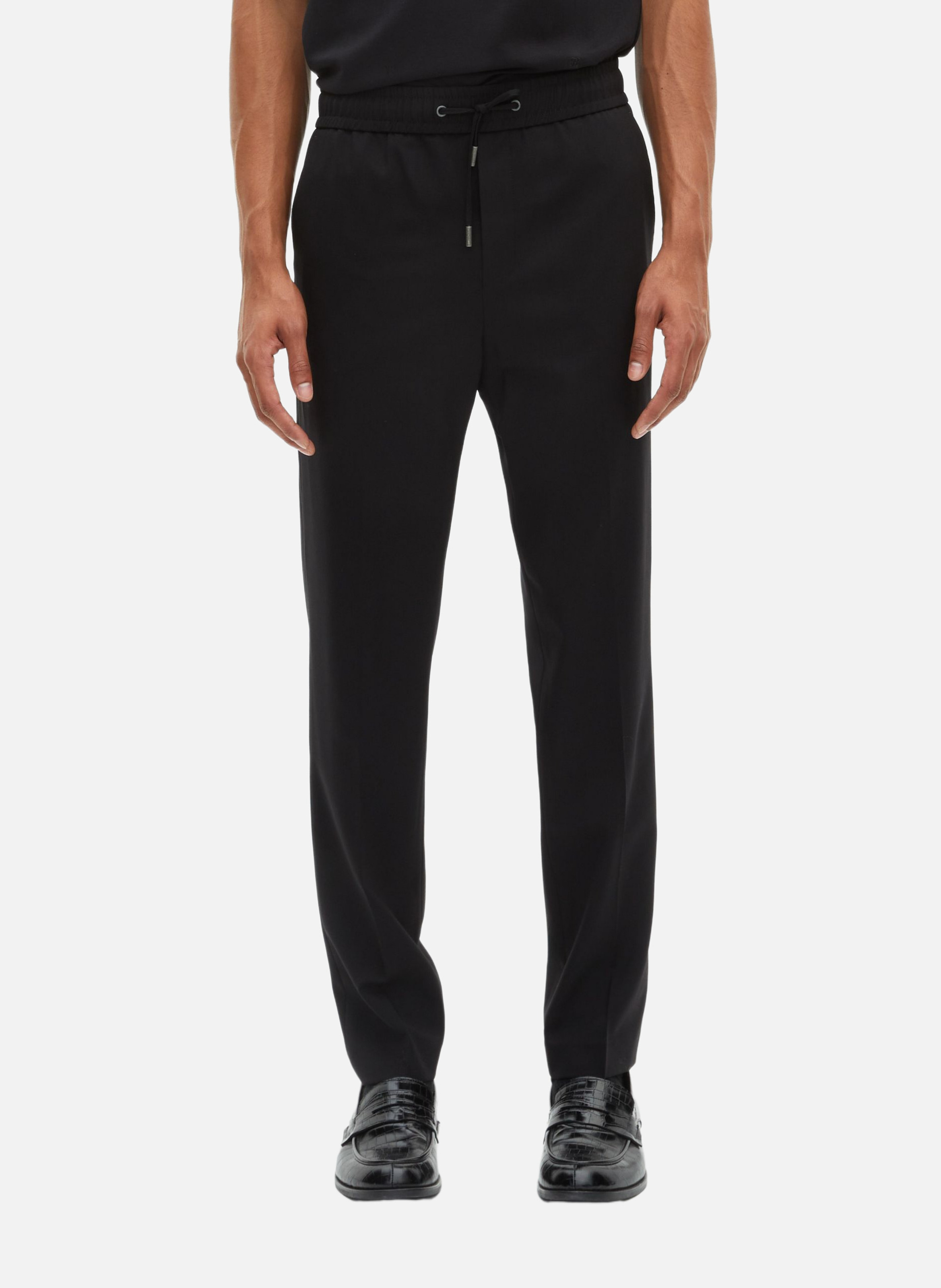 Pantalon élastiqué droit en laine NoirTHE KOOPLES