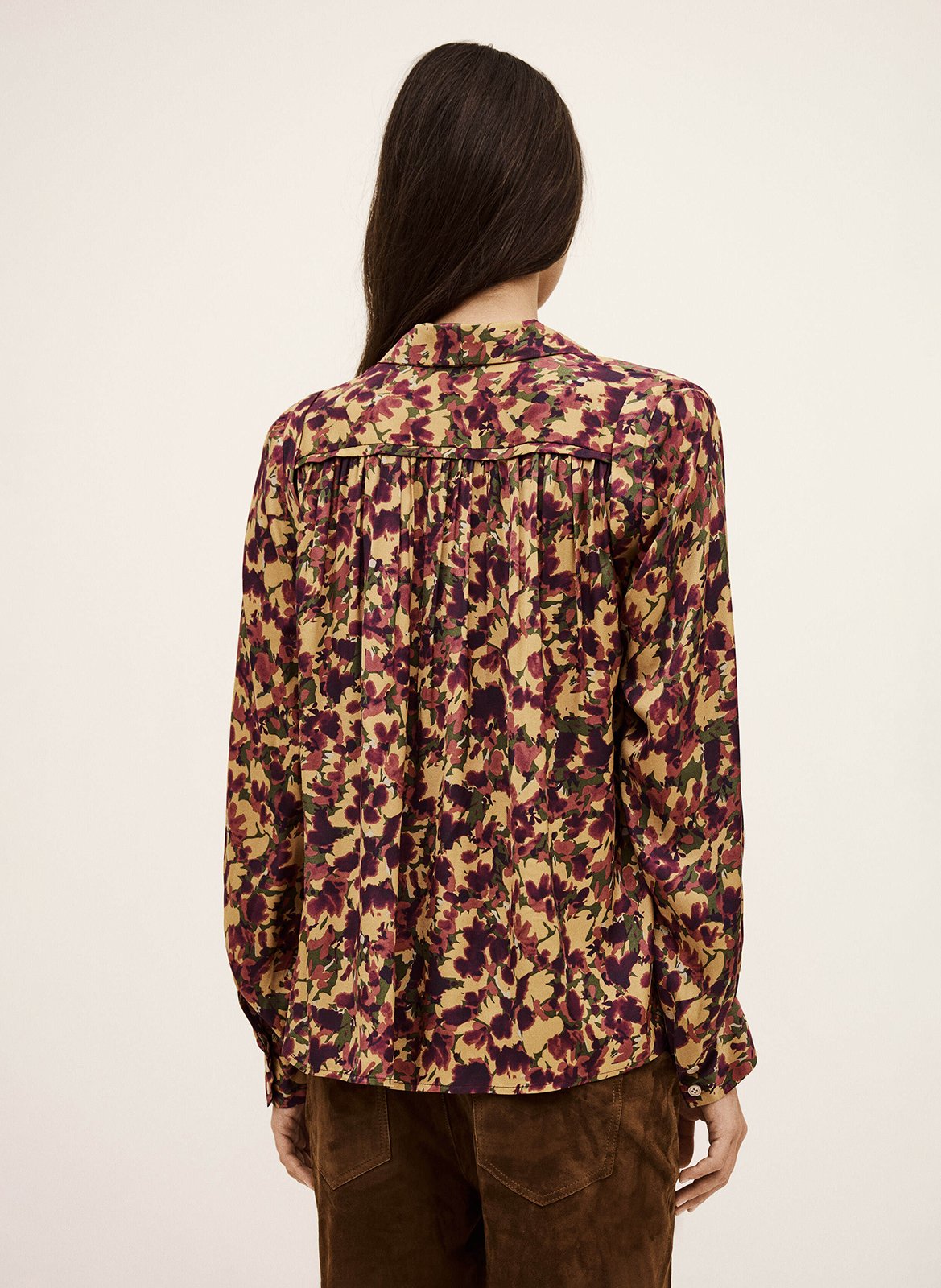 Blouse droite col tunisien imprimé nale Orange