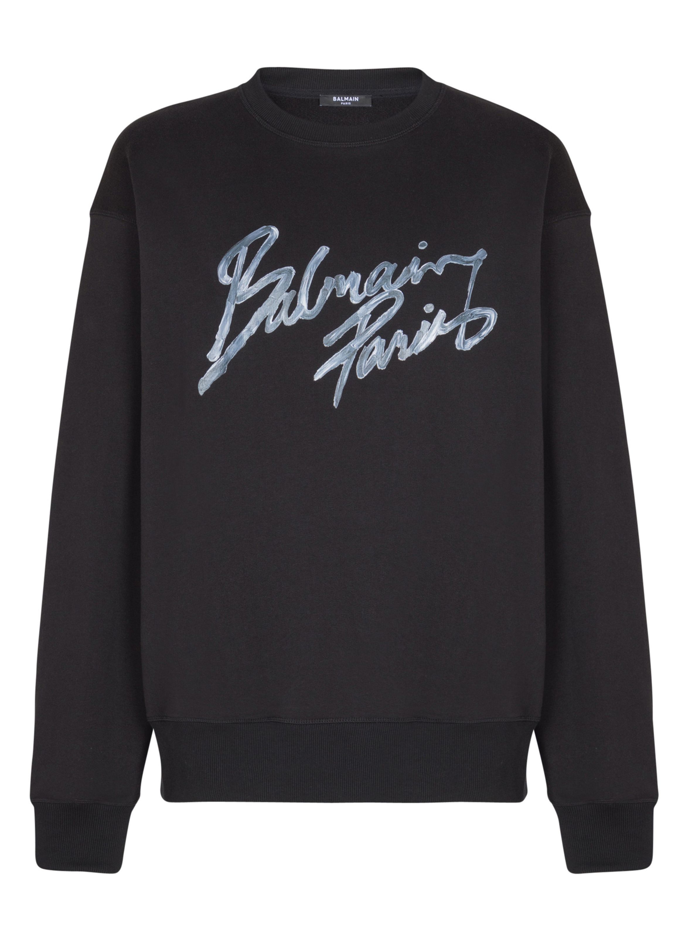 Sweatshirt en coton avec imprimé BALMAIN Noir