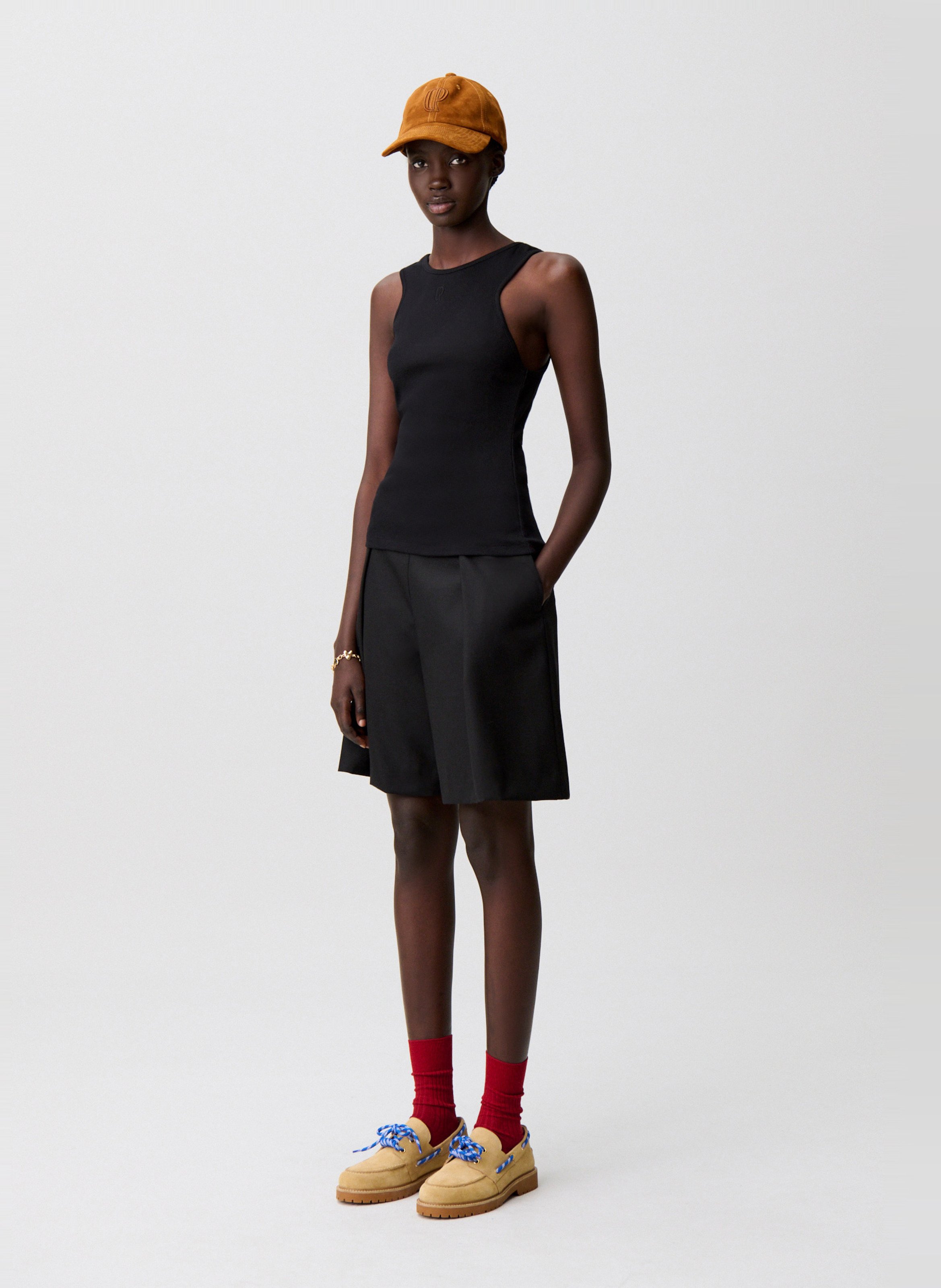 Débardeur col rond en coton mélangé CLAUDIE PIERLOT Noir