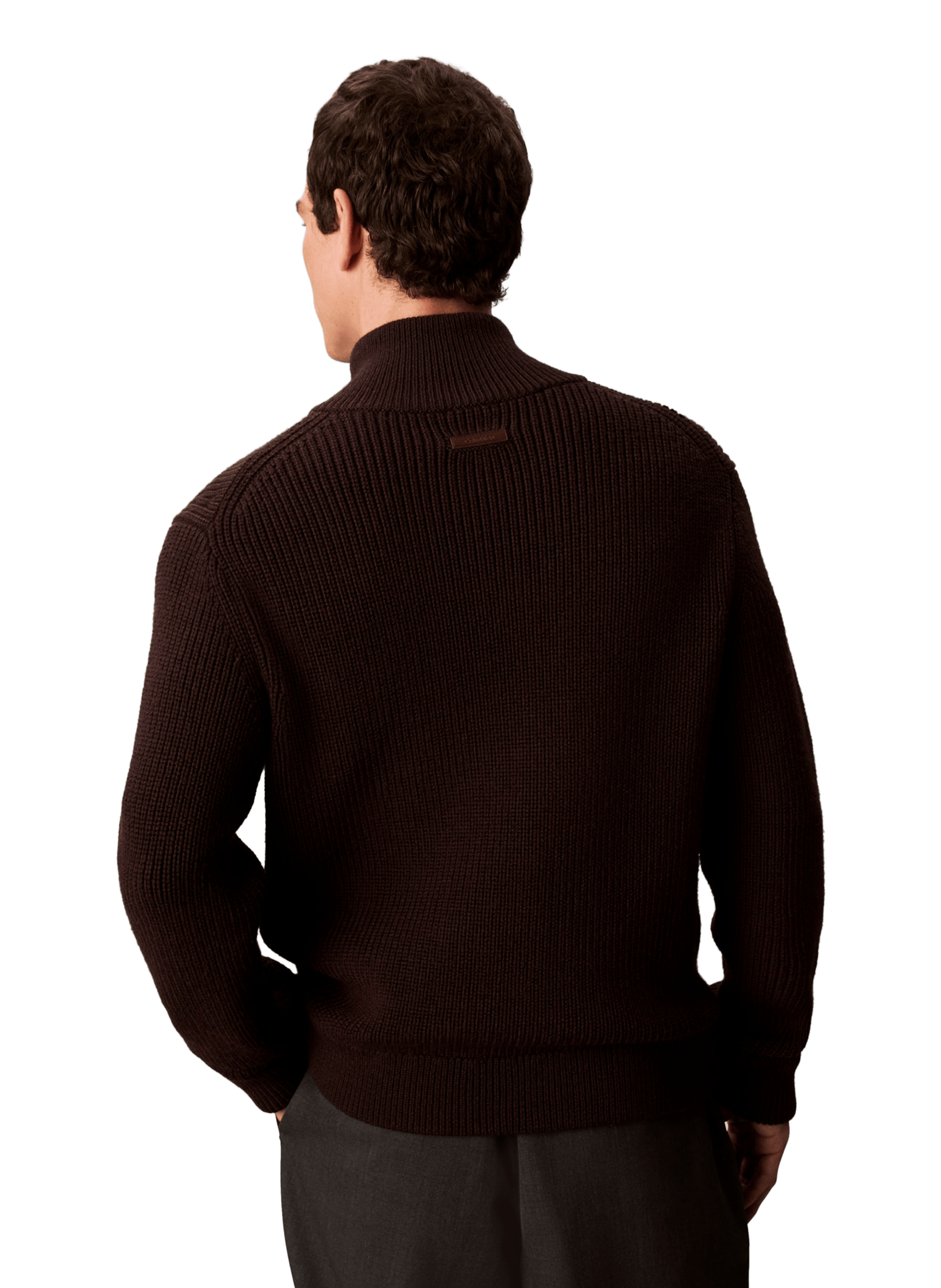 High-neck wool blend vest CALVIN KLEIN Brown