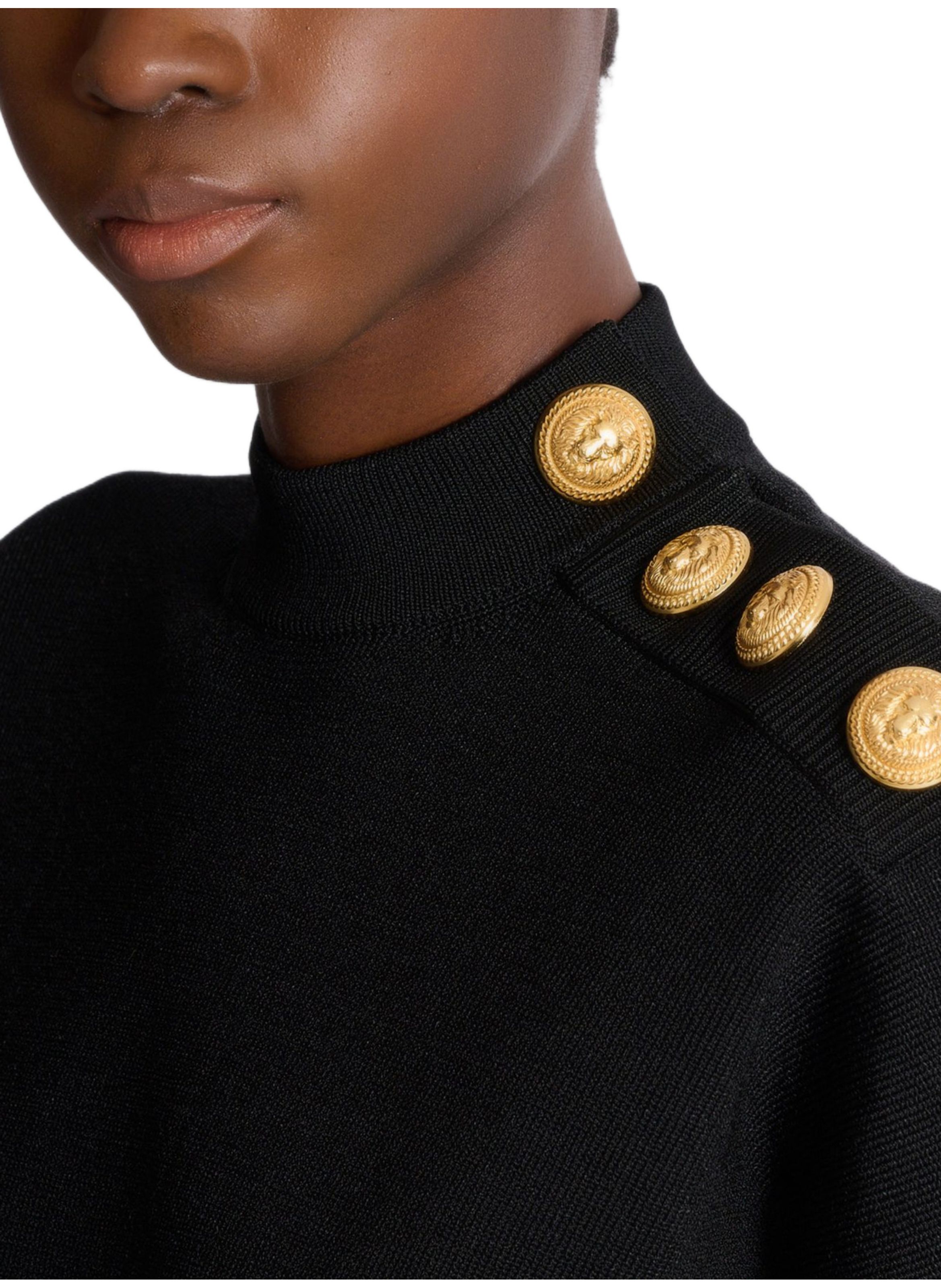 Robe courte en maille évasée BALMAIN Noir