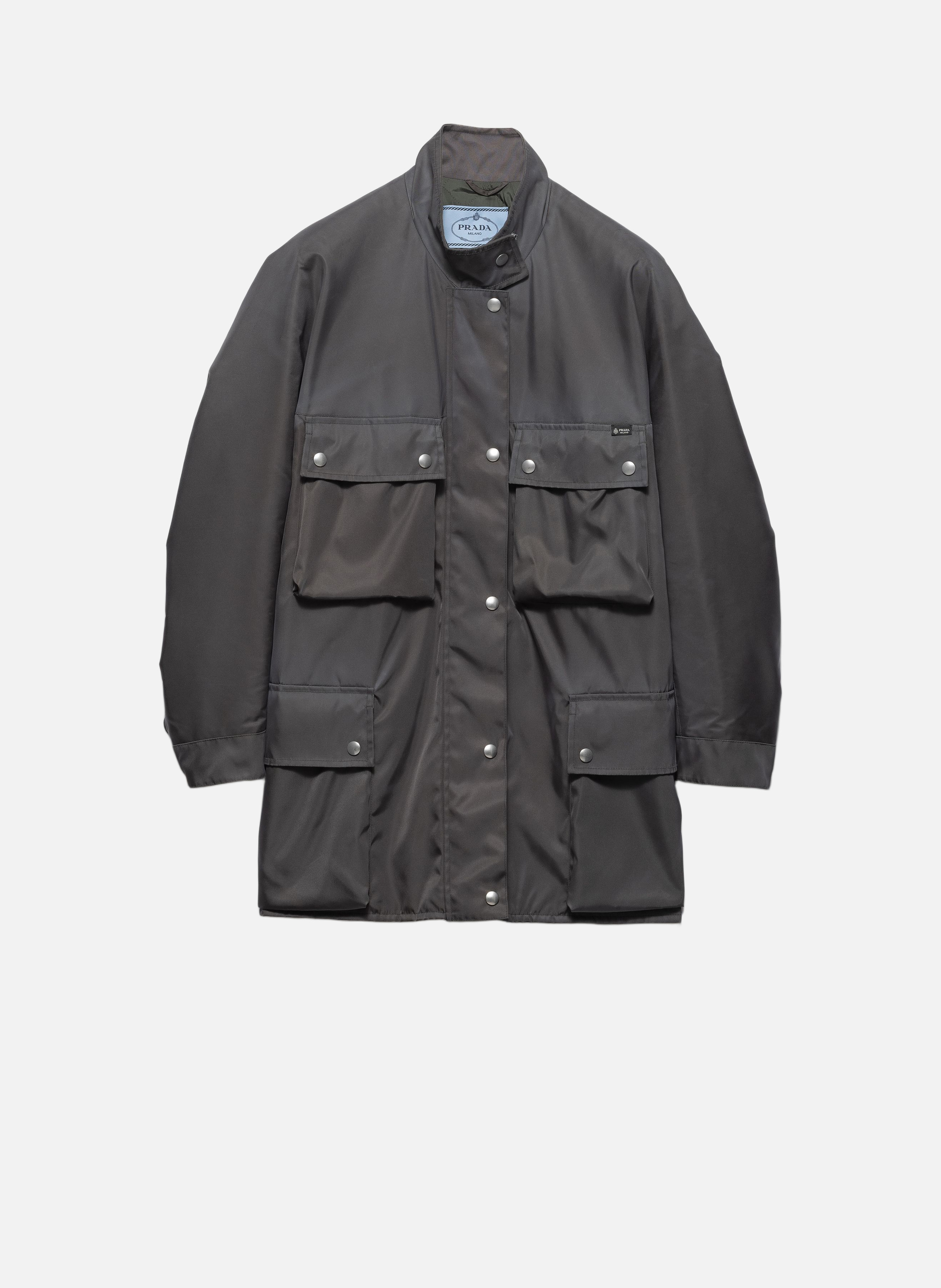Veste imperméable en re-nylon lavé PRADA Gris