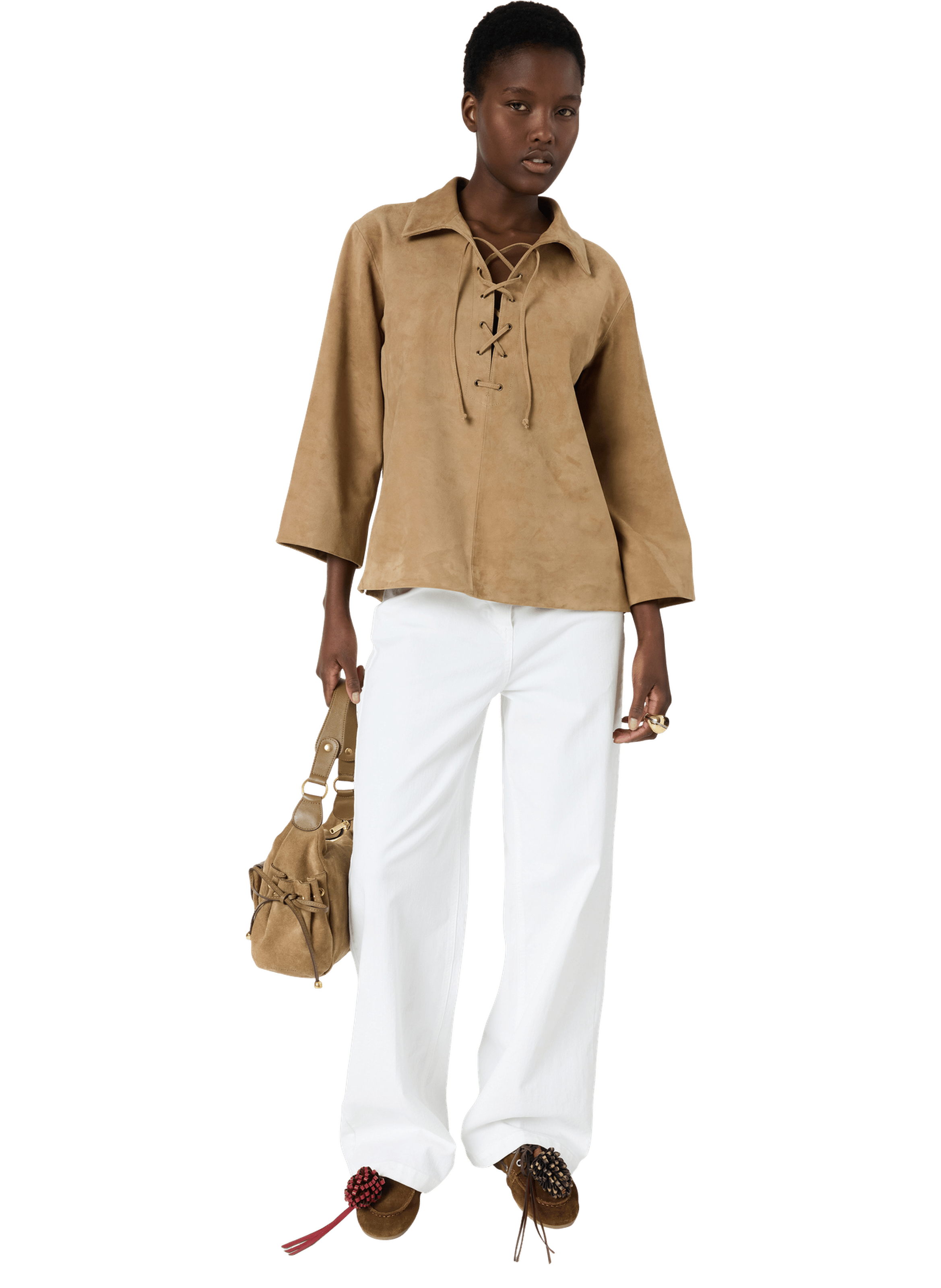 Chemise à lacet en cuir velours - tilya GERARD DAREL Beige