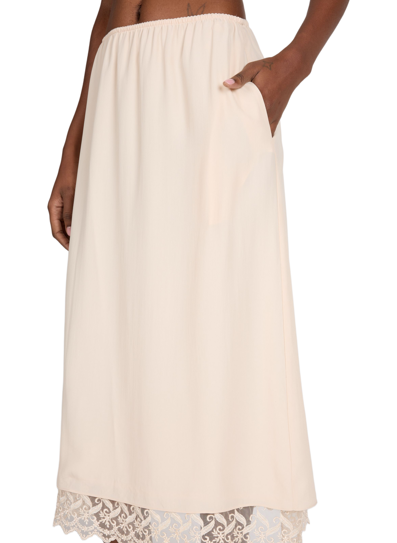 Satin lace midi skirt SIMONE ROCHA Beige