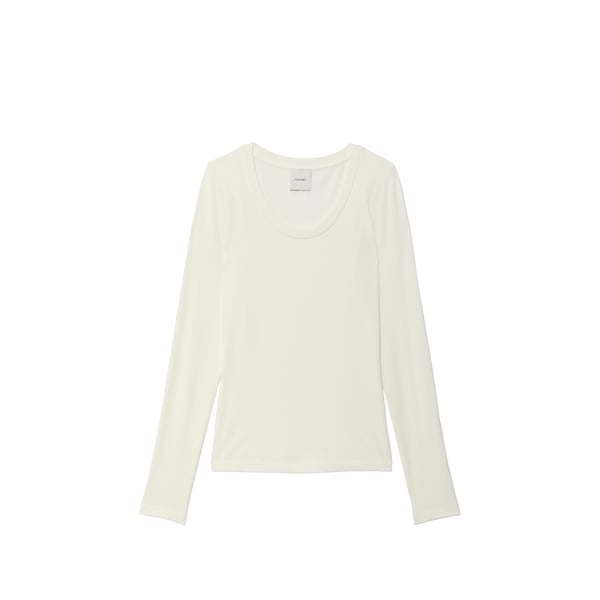 Calvin T-shirt droit côtelé décolleté Beige L Female