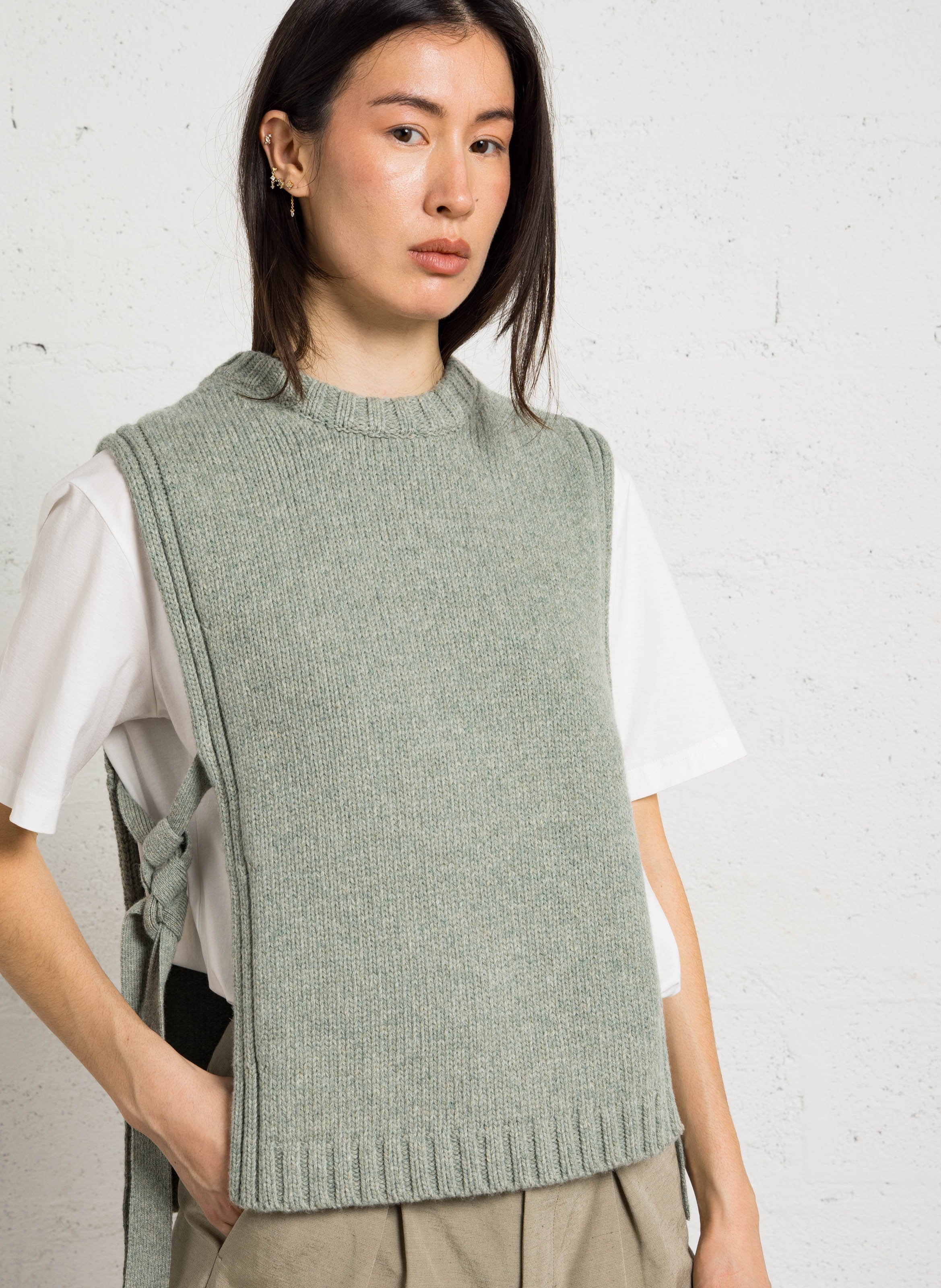 Plastron col rond en laine uzel SOEUR Bleu