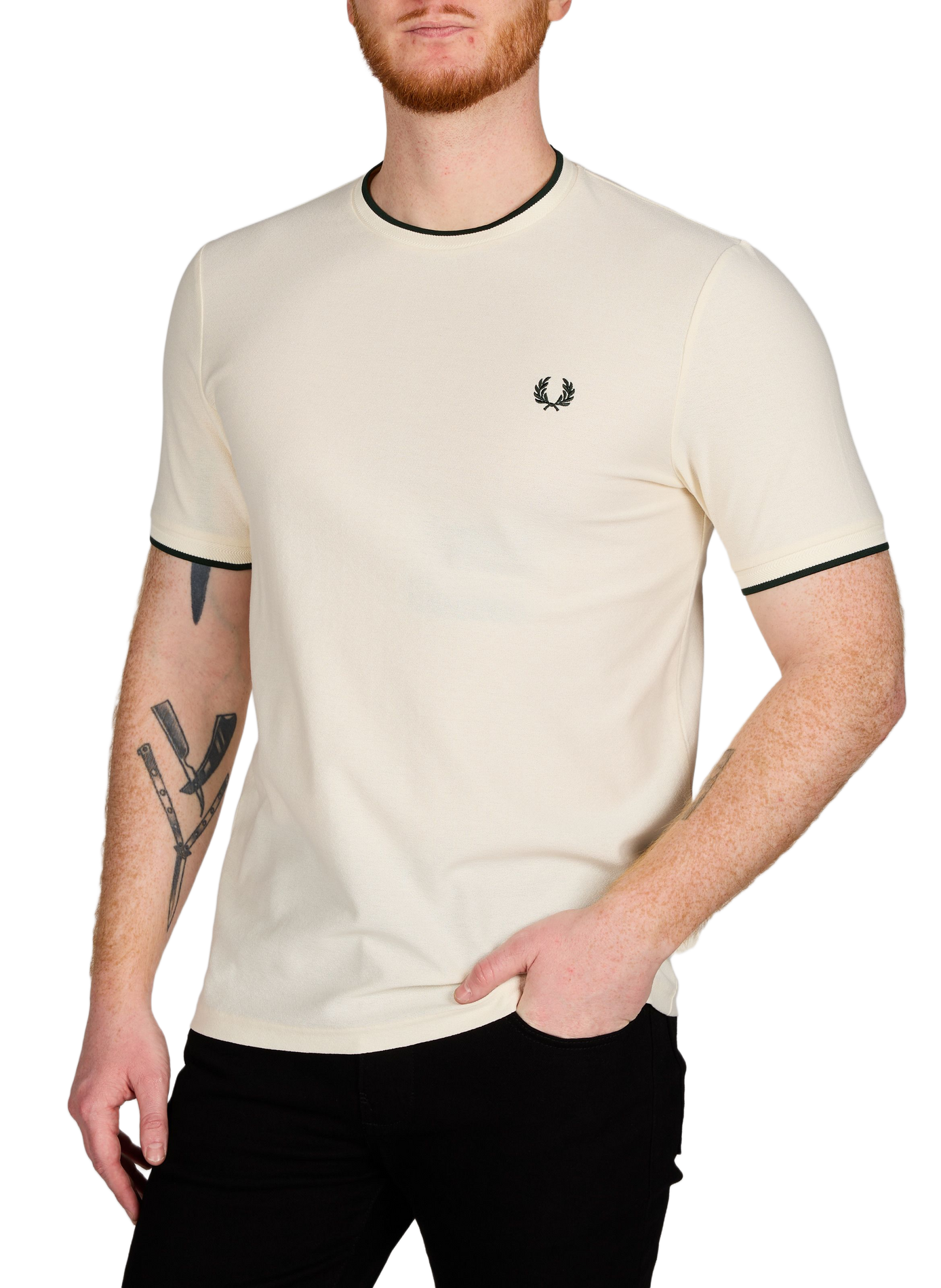 Cotton round-neck T-shirt FRED PERRY Beige