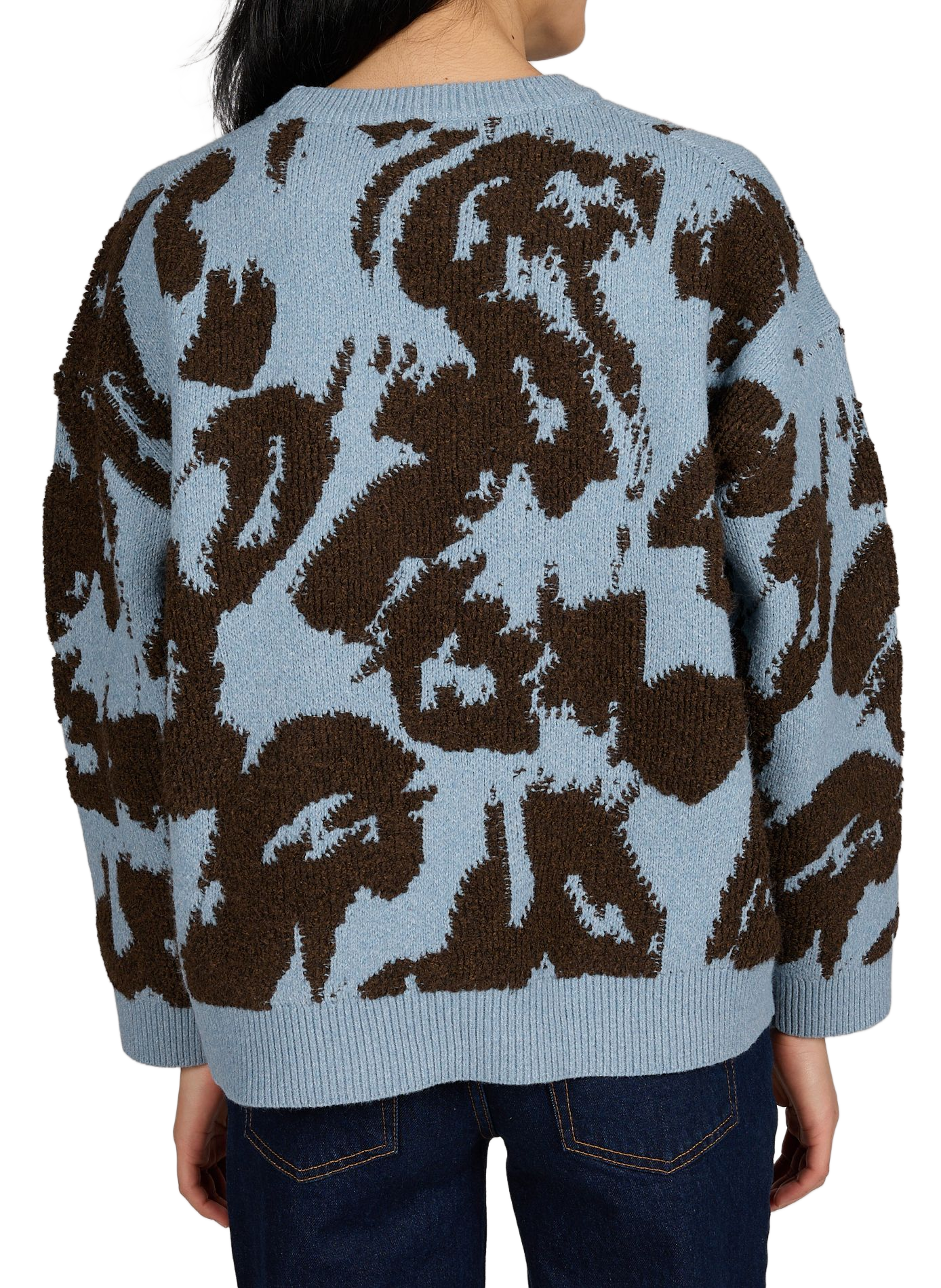 Pull ample col rond à motif TOPSHOP Bleu