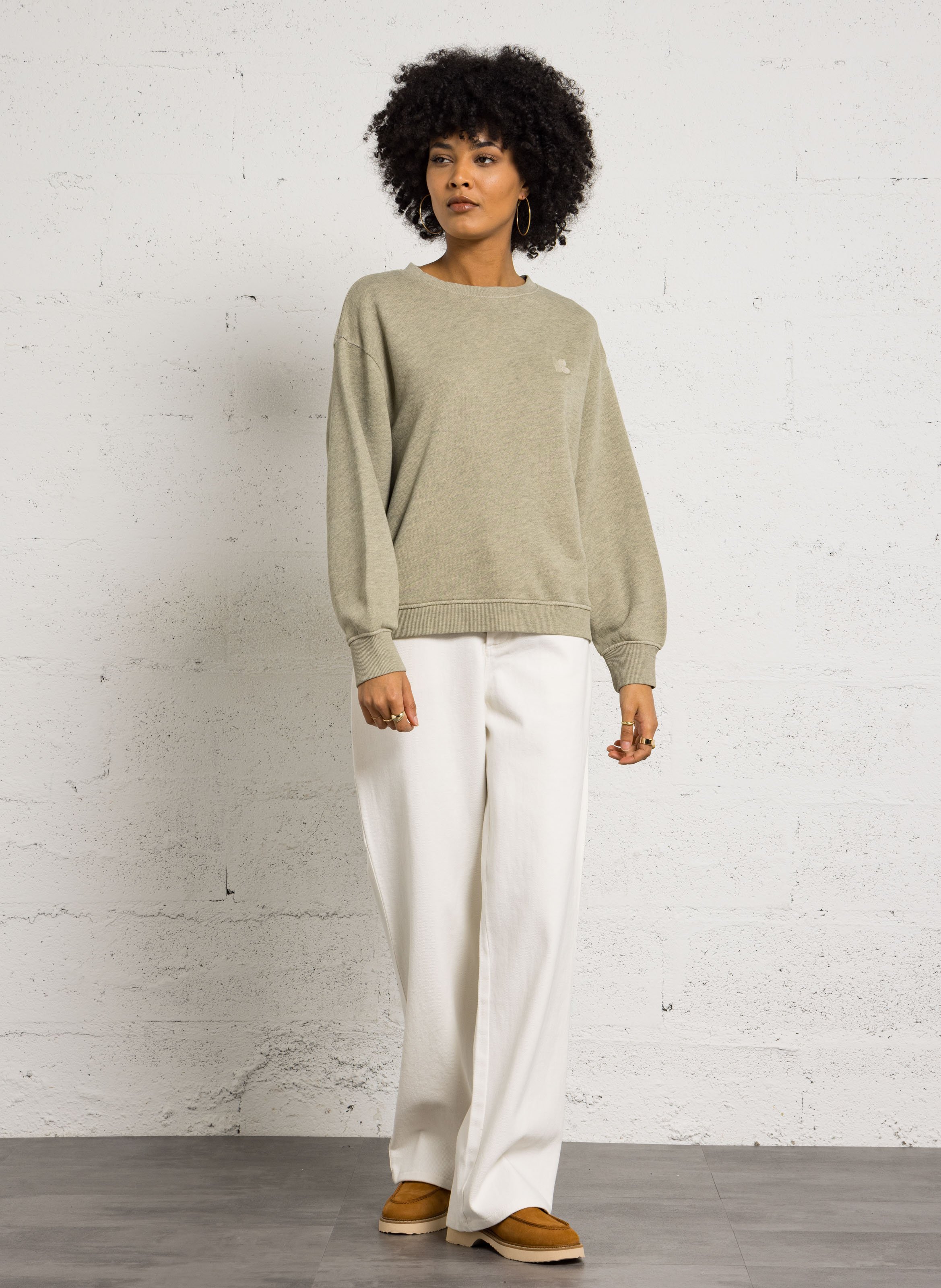 Sweat ample chiné à broderie monogramme lesly MAISON 123 Vert