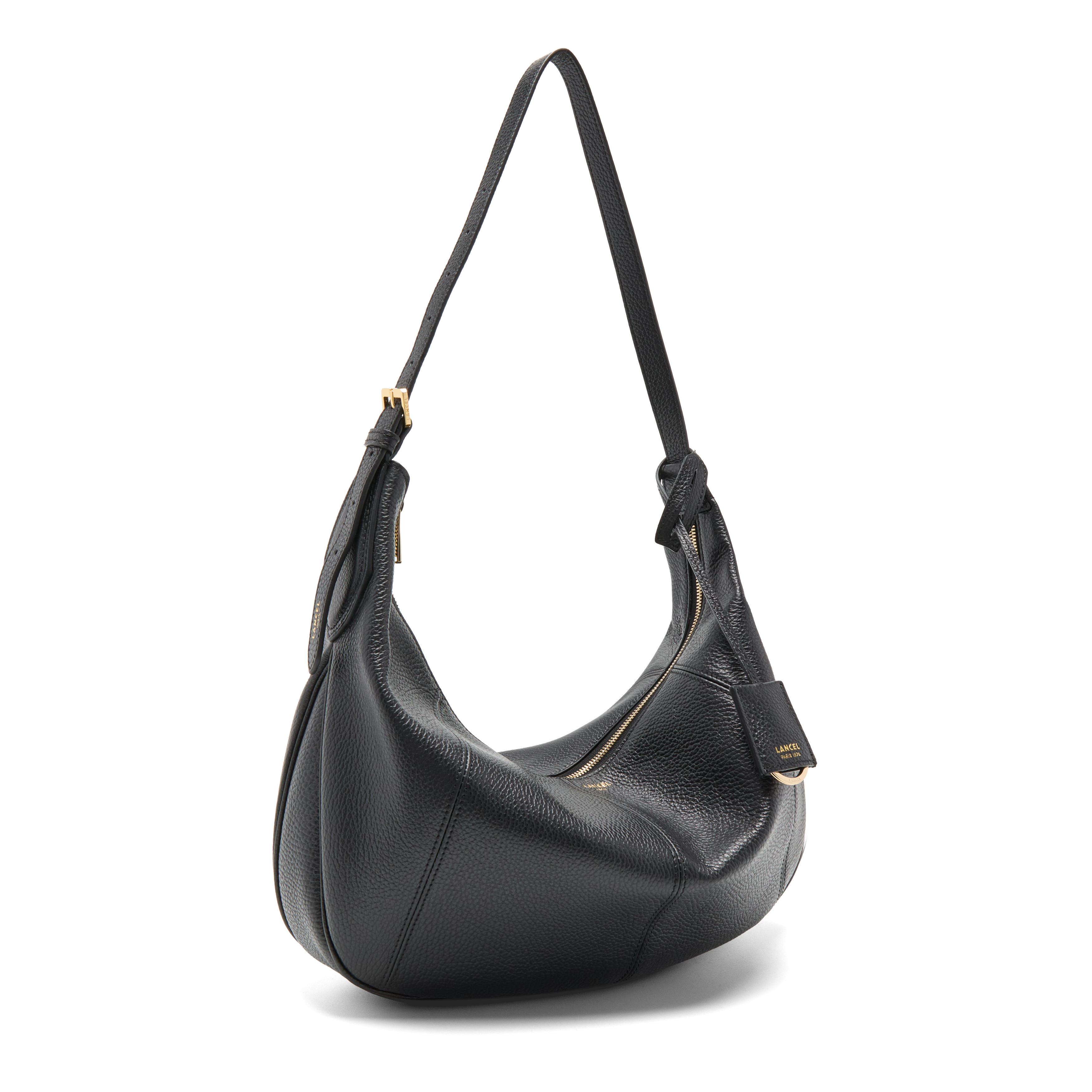 Sac hobo zippé l victoire de lancel en cuir LANCEL Noir