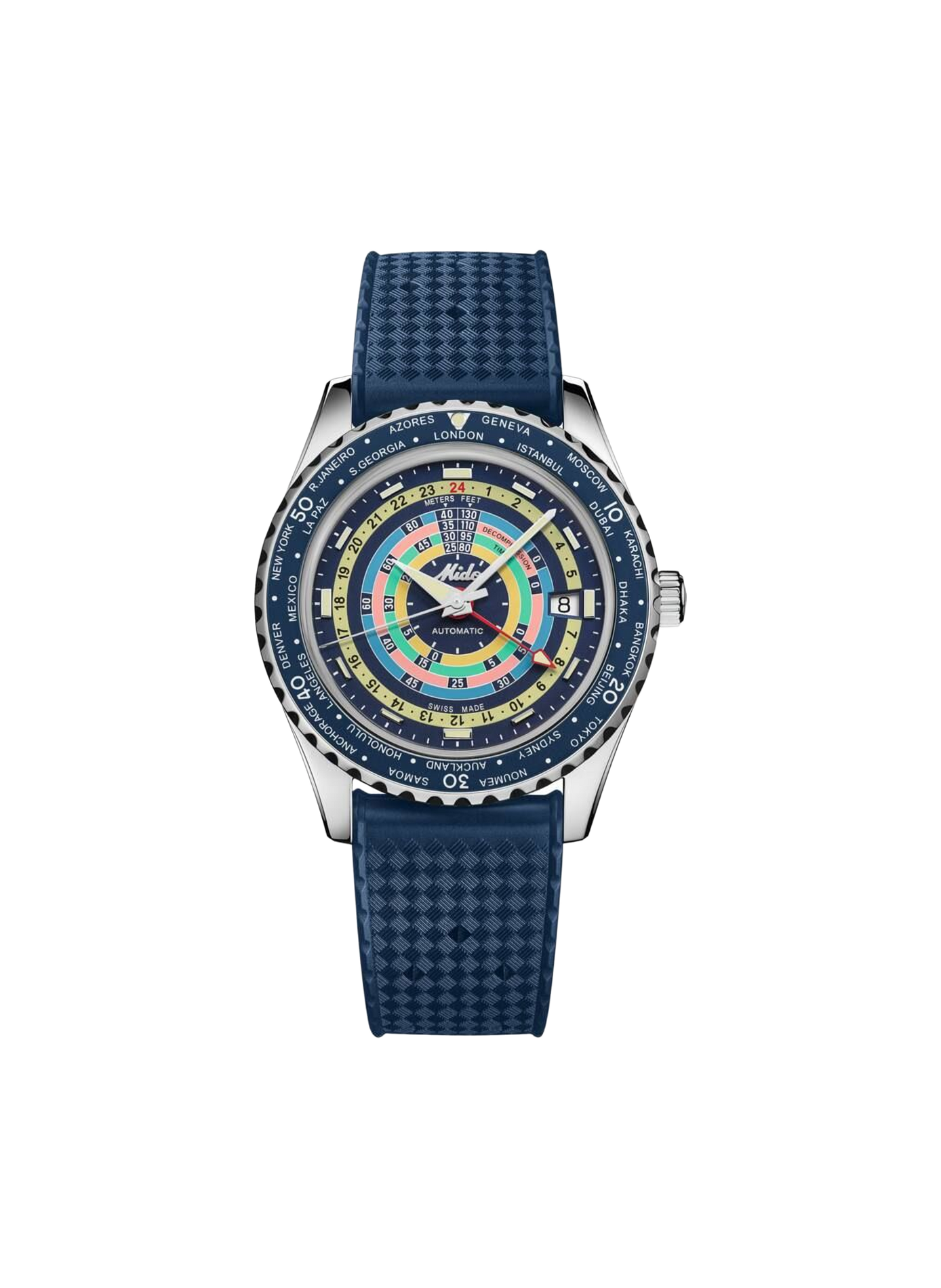Montre Ocean Star Decompression Worldtimer MIDO Bleu