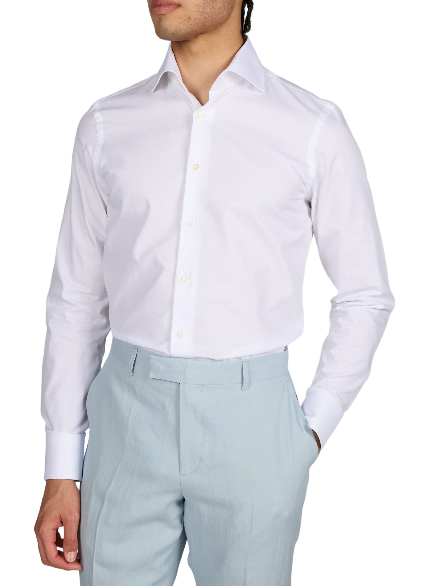 Chemise unie à manches longues en coton VAN LAACK Blanc