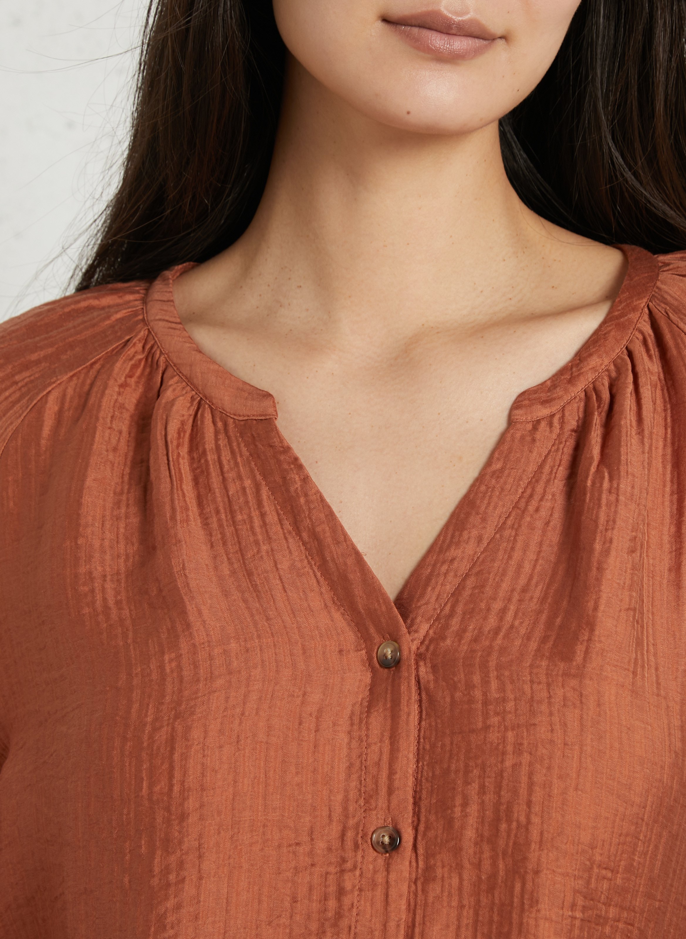 Chemisier col v texturé draya MAISON 123 Rouge