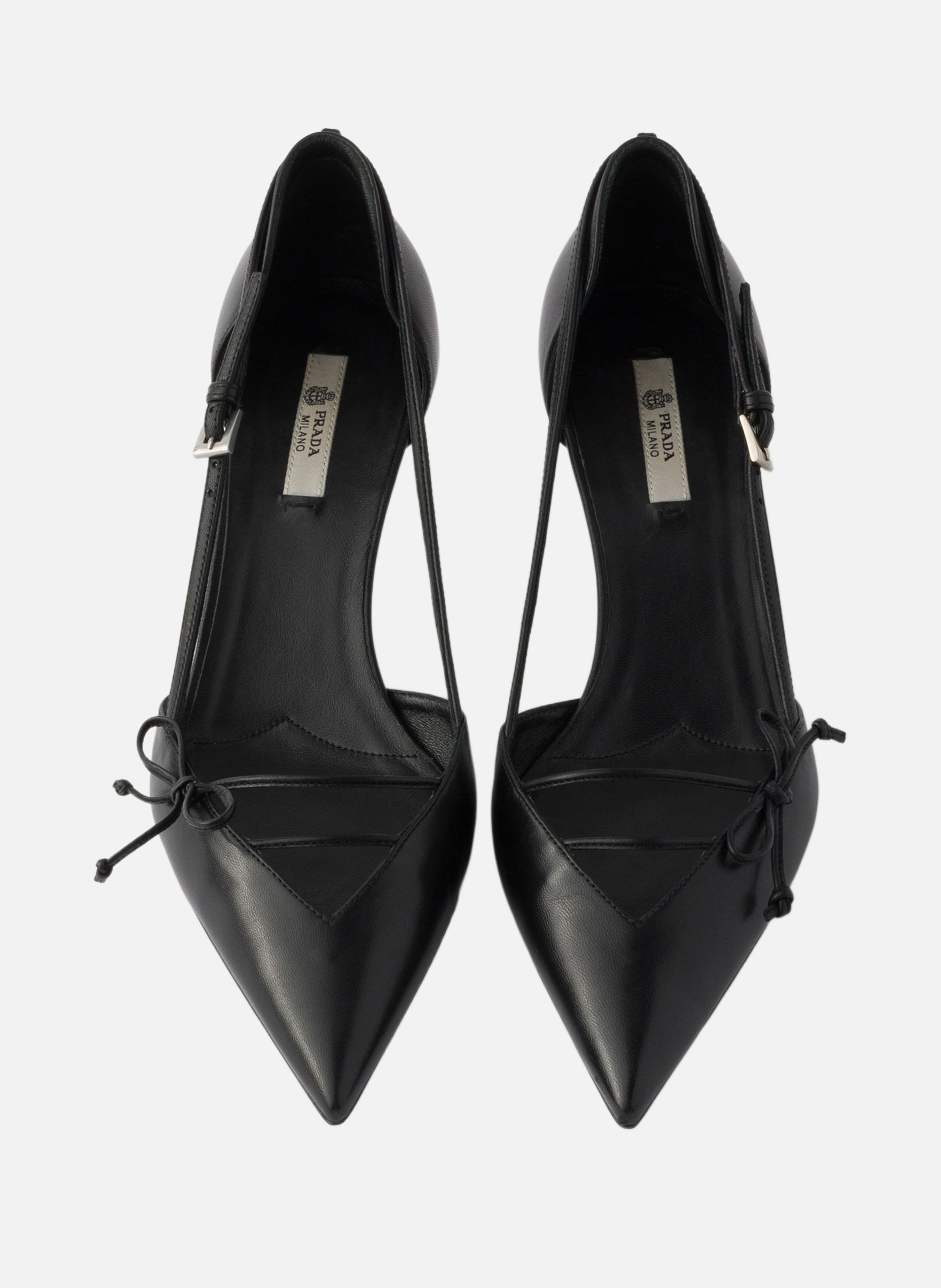 Escarpins en cuir à côtés ouverts PRADA Noir
