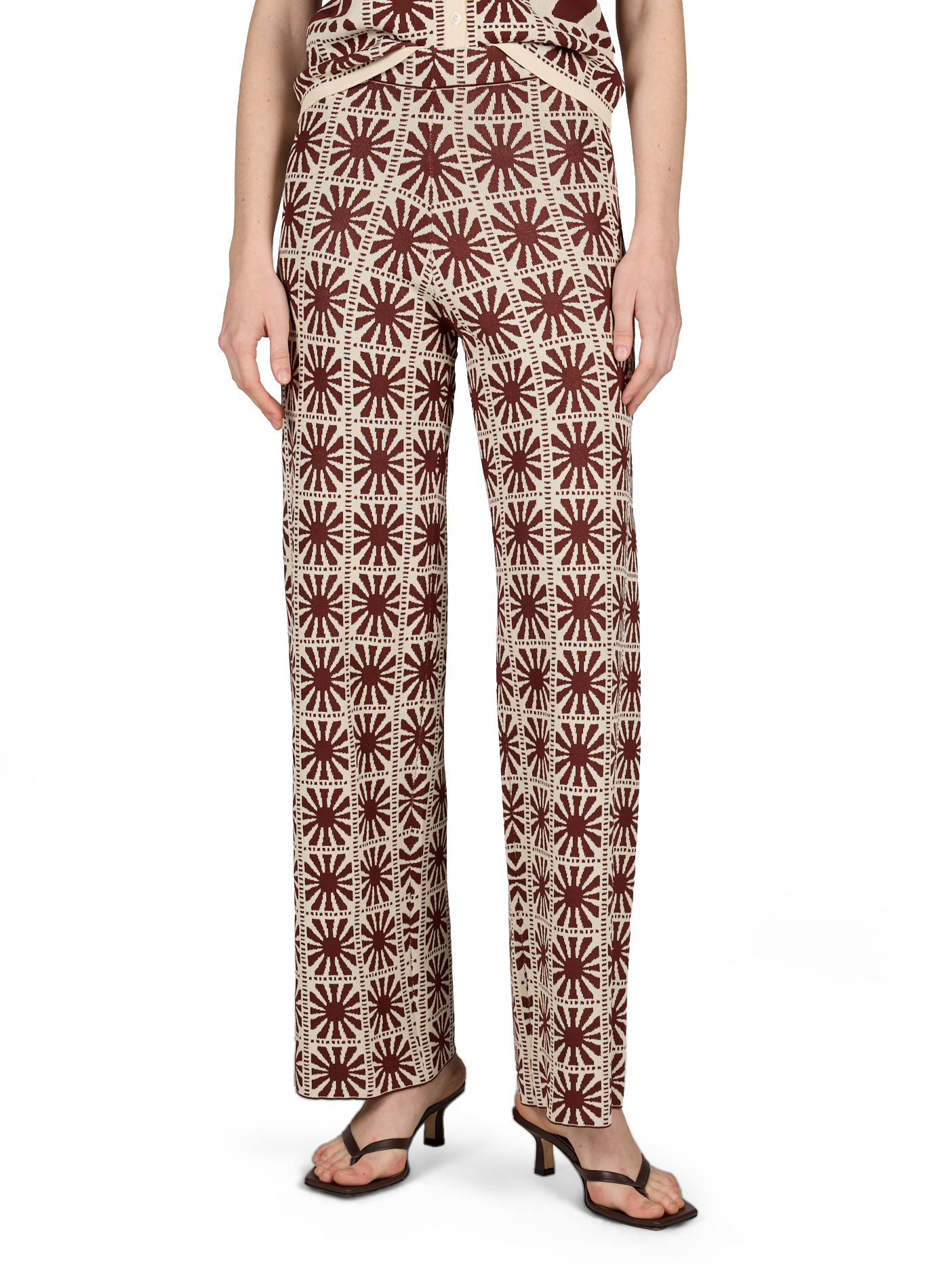 High-waisted jacquard pants Jasper SUNCOO Brown