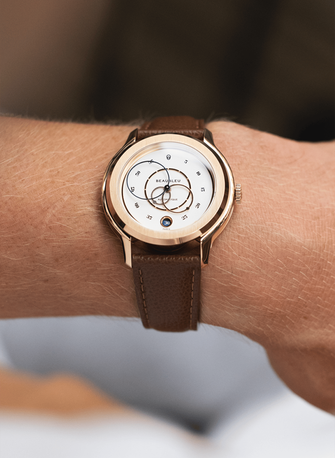 Montre automatique Ecce Lys en cuir BEAUBLEU Doré
