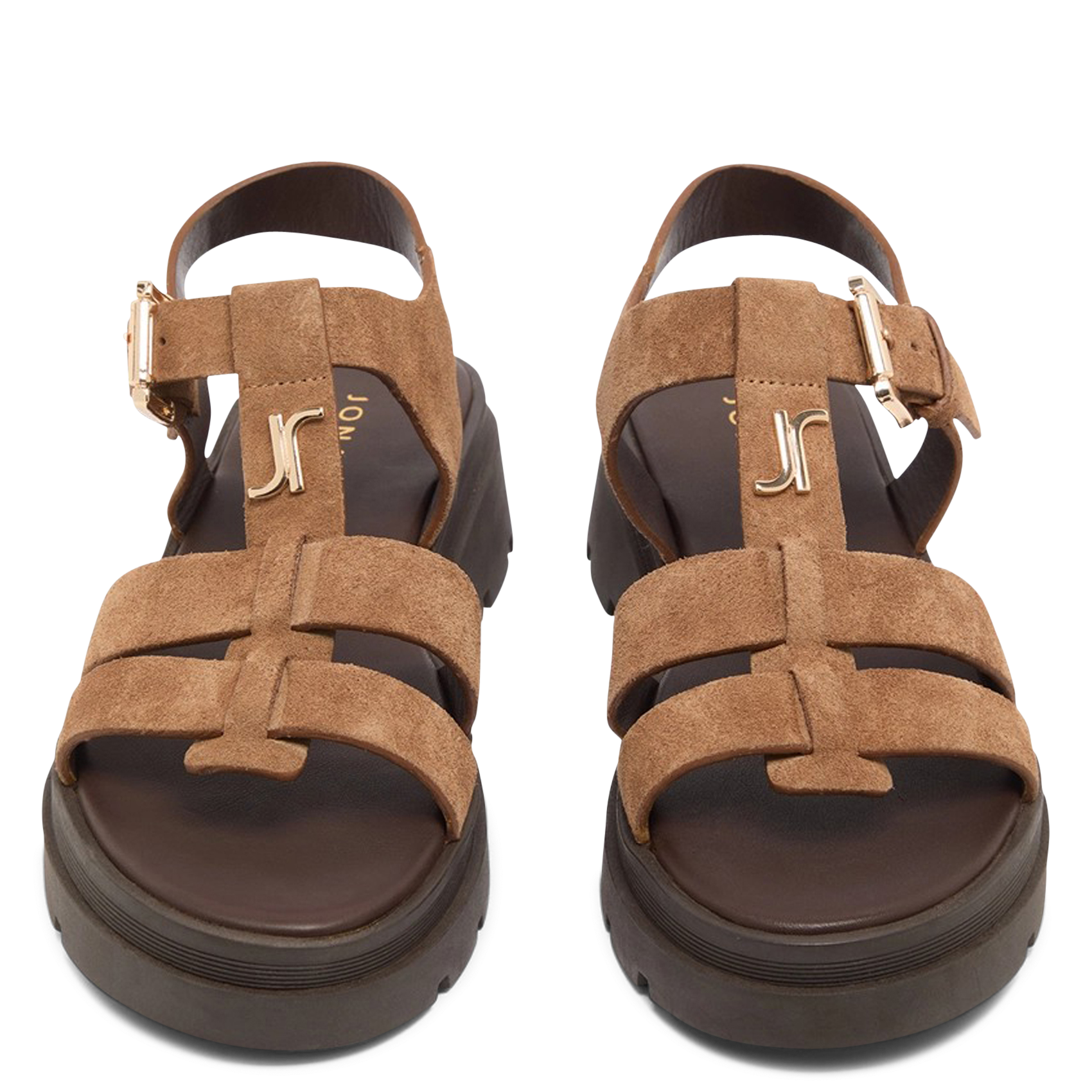 Sandales à plateformes en cuir velours liverpool JONAK Marron