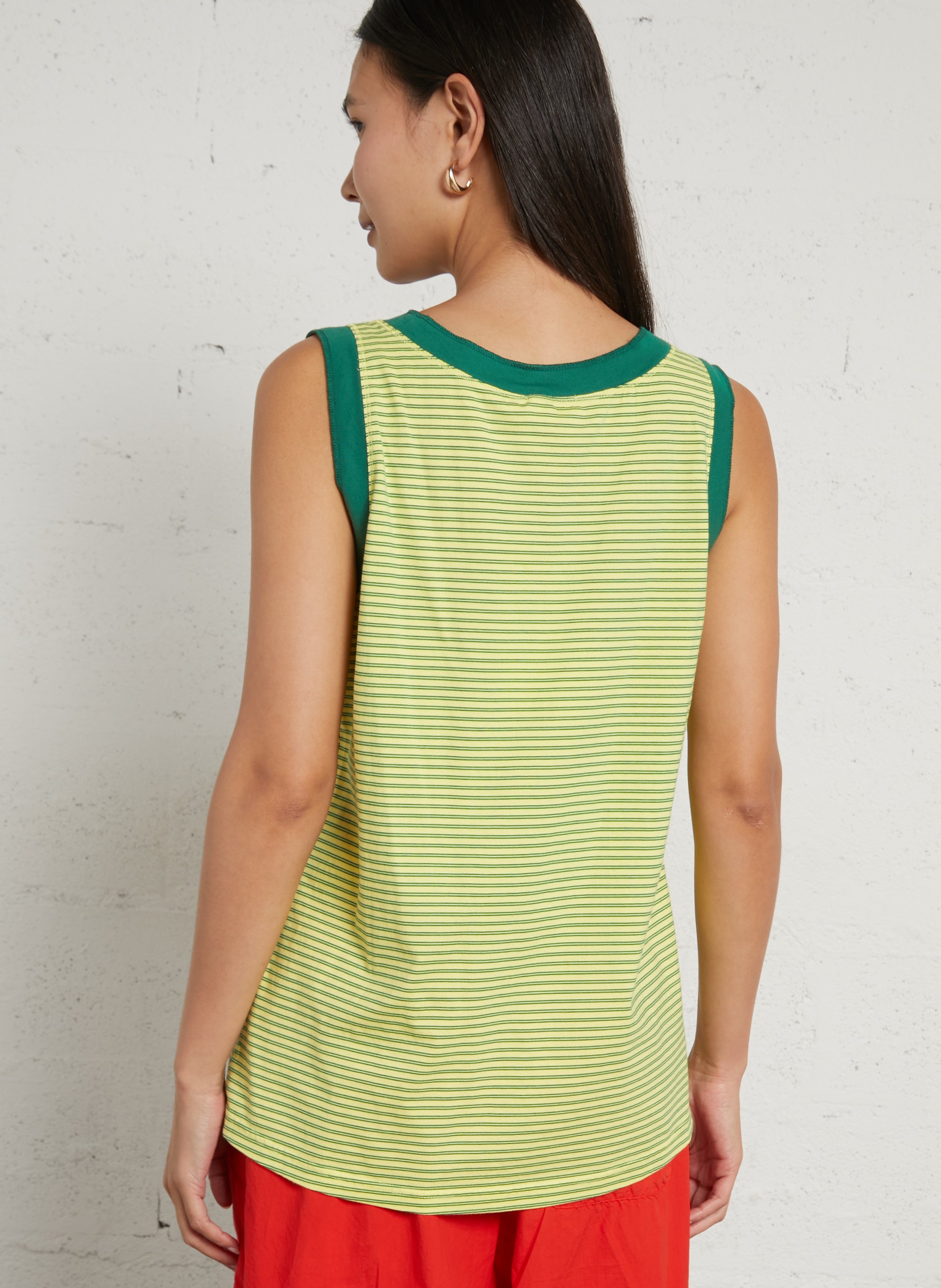 Débardeur droit rayé en coton gixy AMERICAN VINTAGE Jaune