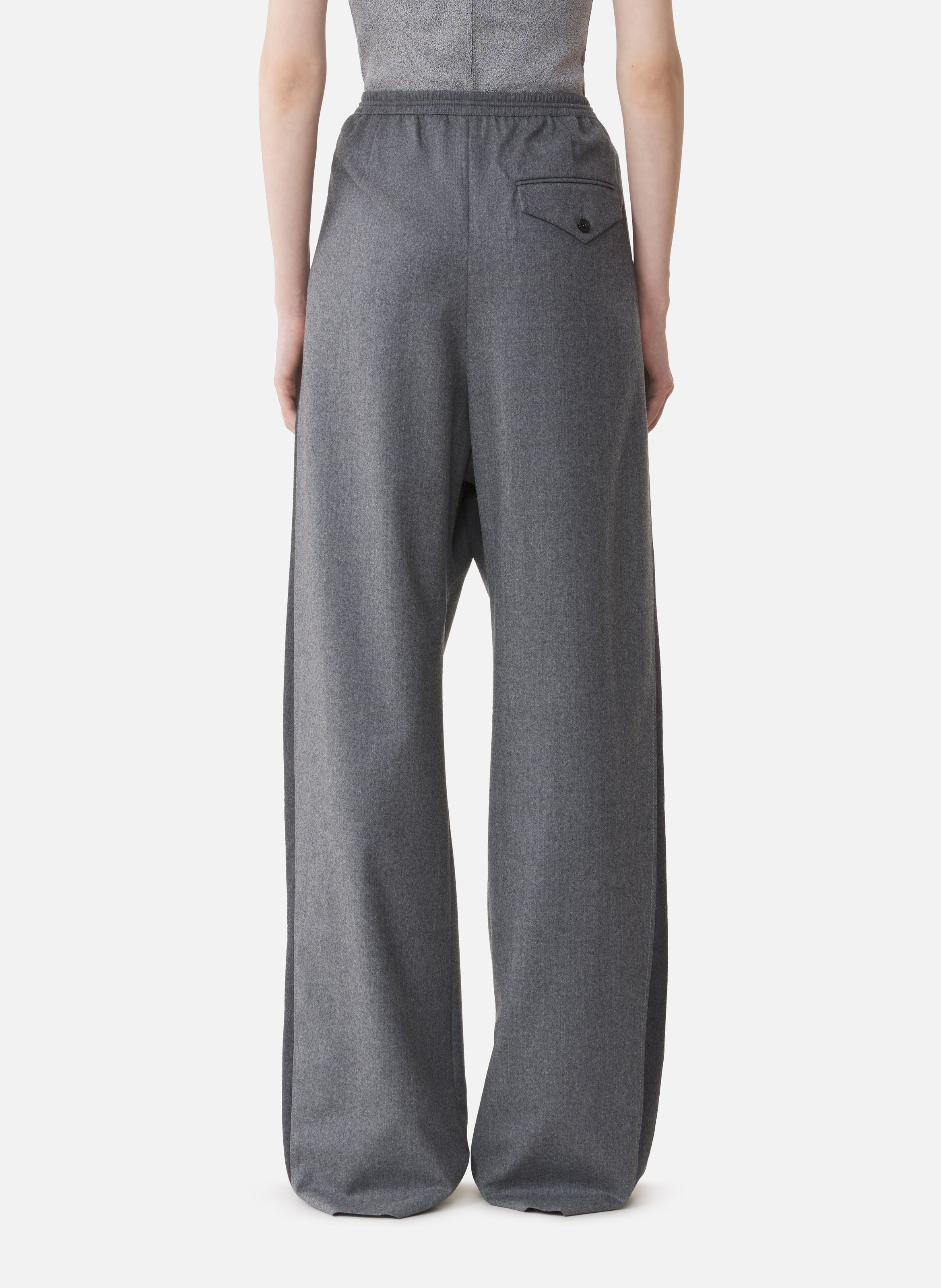 Pantalon large en flanelle de laine LANVIN Gris