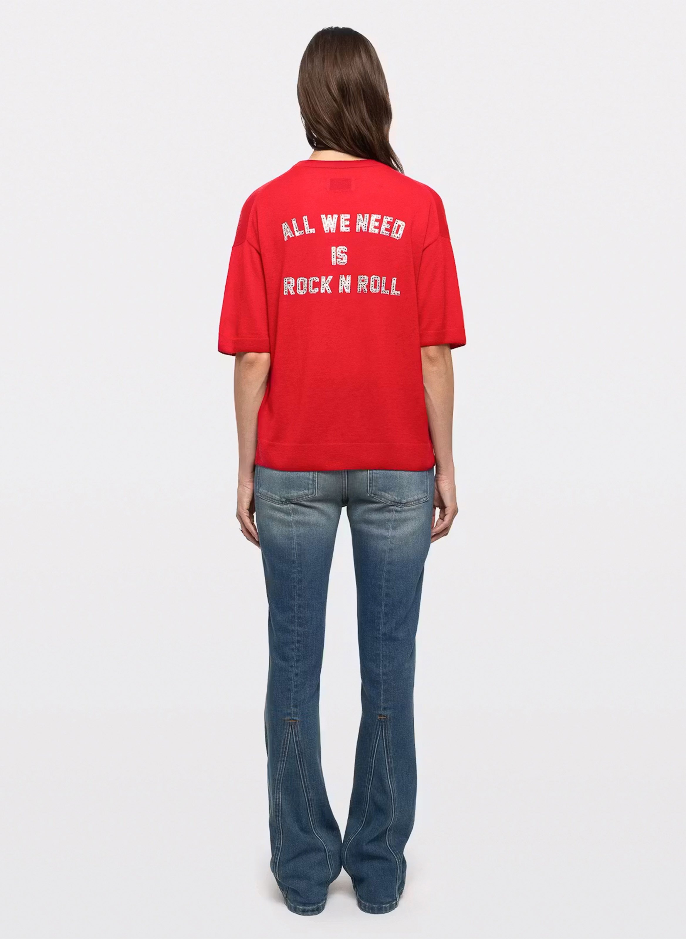 Tee-hsirt droit col rond en cachemire idaz ZADIG&VOLTAIRE Rouge