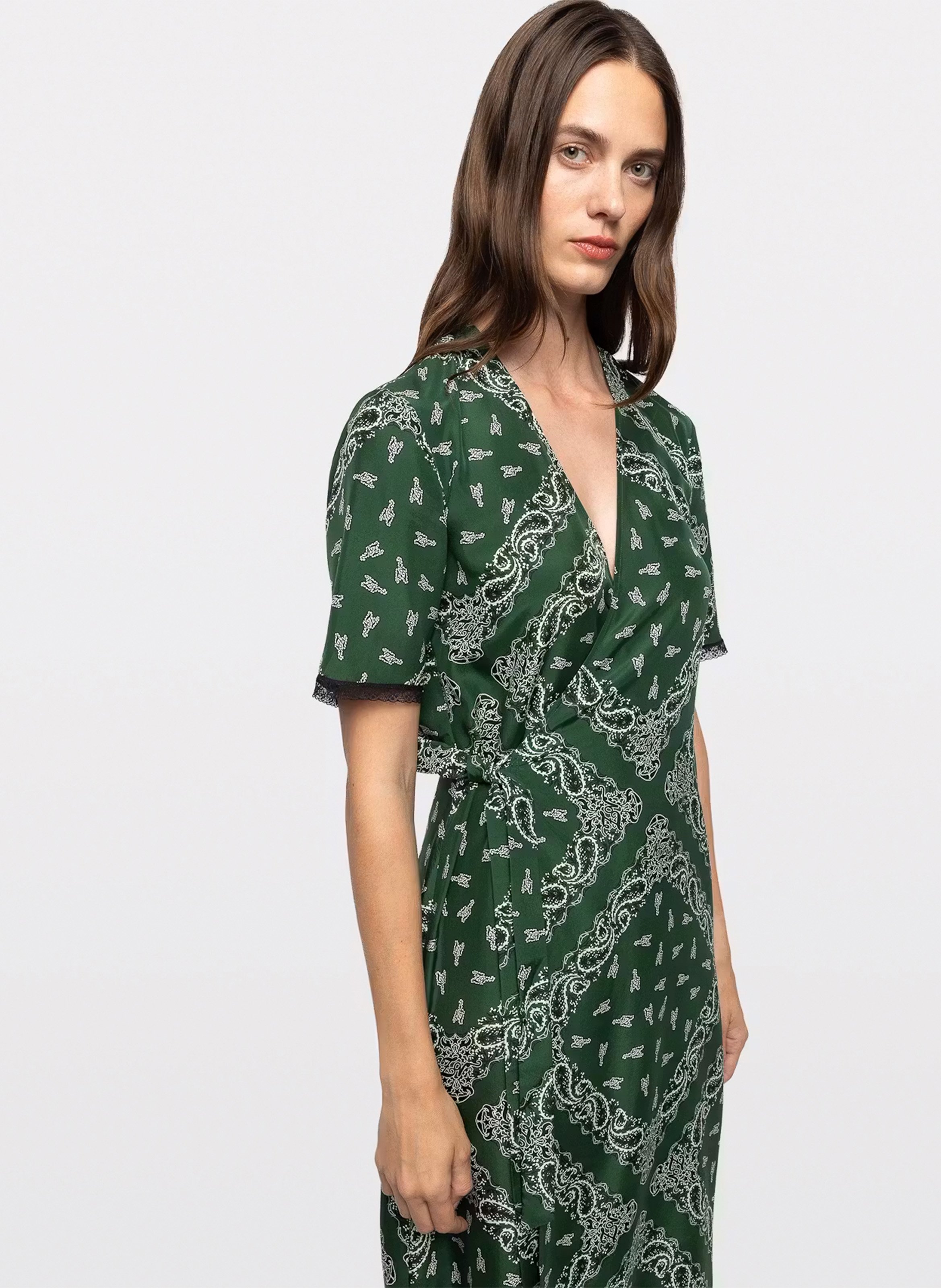Robe longue col v en soir imprimée reforme ZADIG&VOLTAIRE Vert