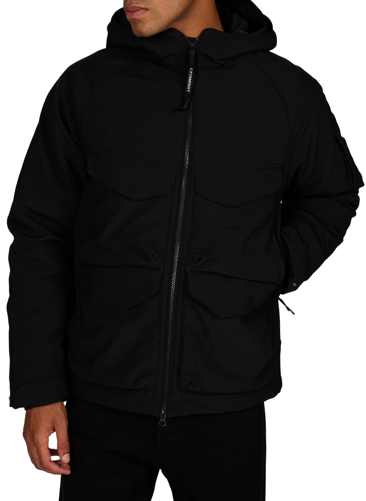 Kapuzenparka mit Logo-Patch CP COMPANY Schwarz