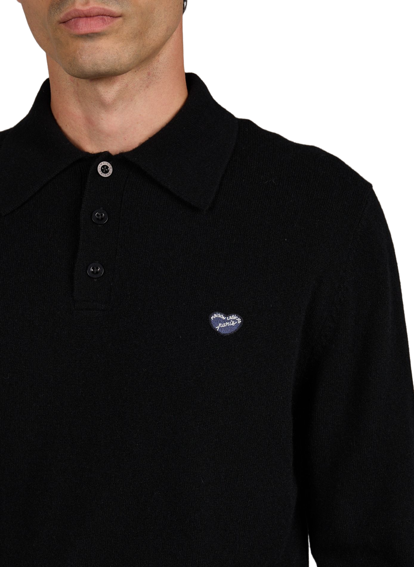 Oversize-Poloshirt aus Kaschmir MAISON LABICHE Schwarz