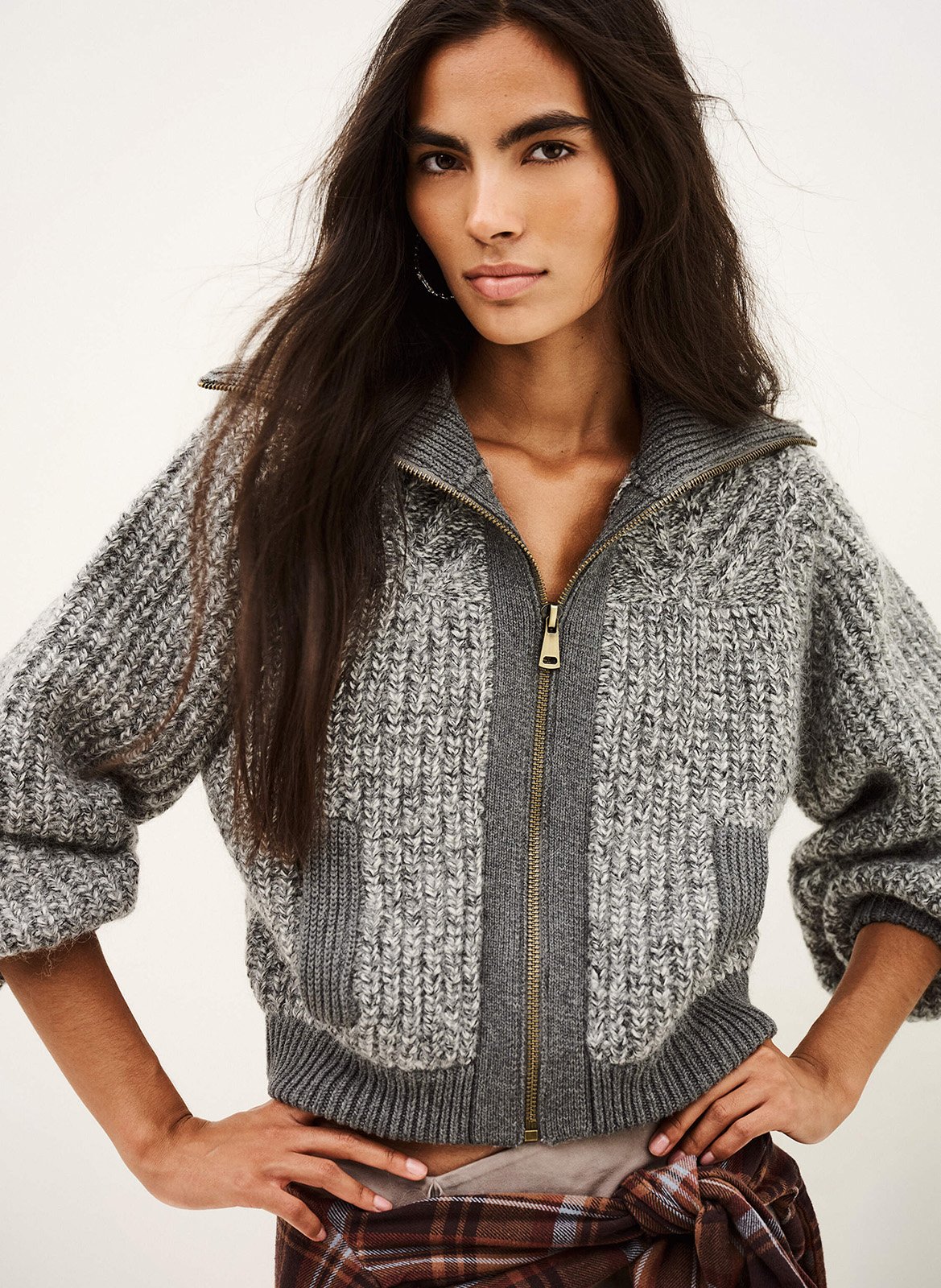 Rabel-vest met ritssluiting van wolmix BA&SH Grijs