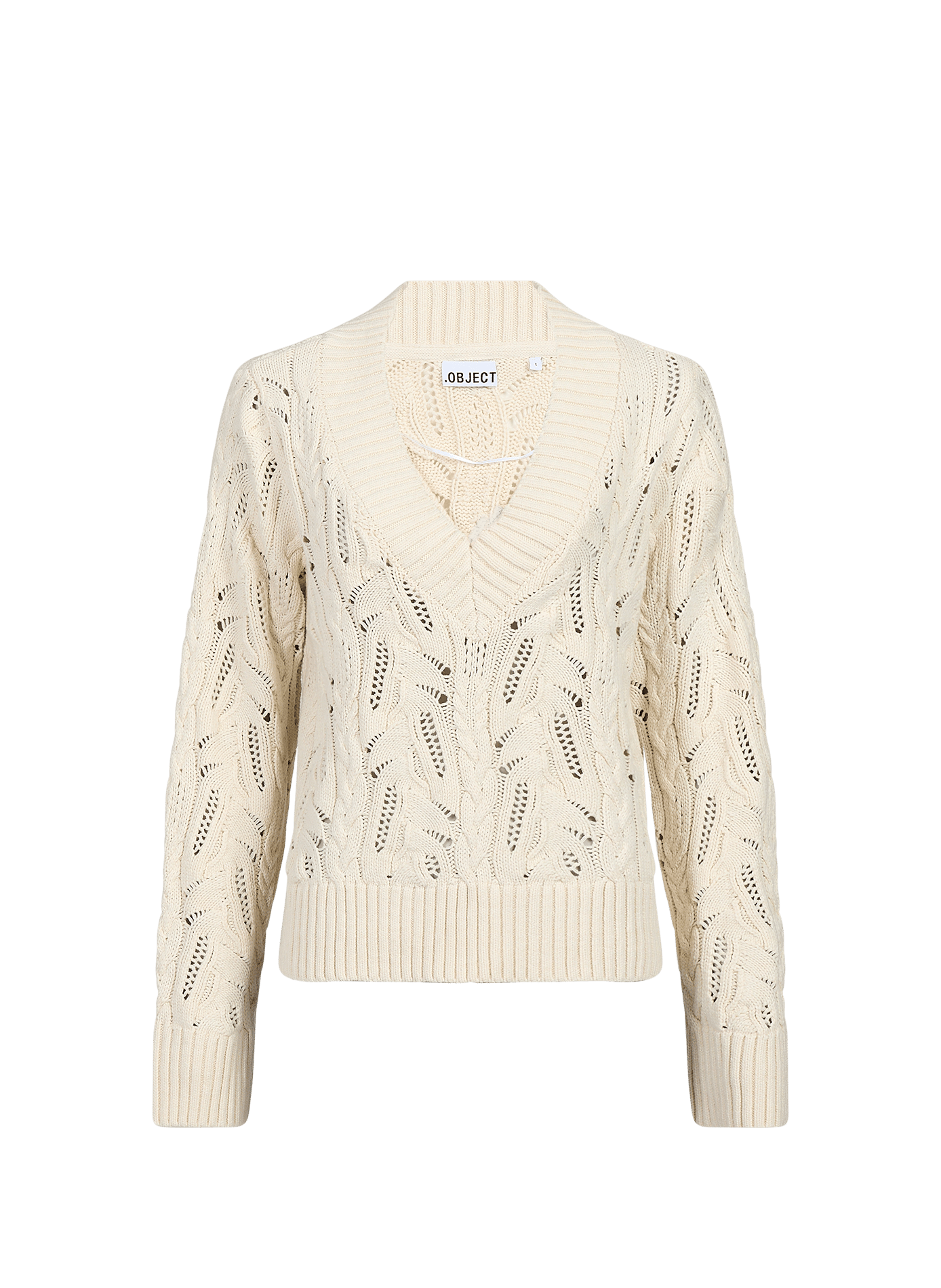 Mixed cotton knit sweater OBJECT Beige