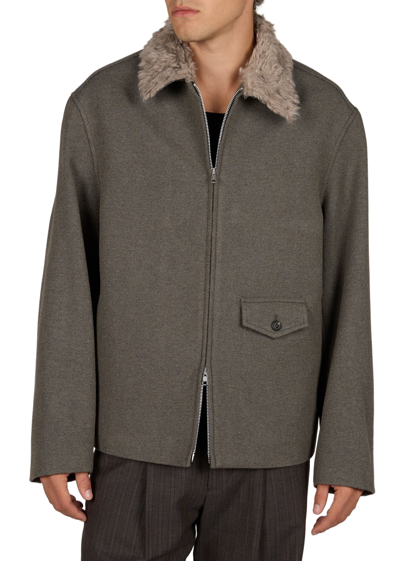 Gerade geschnittene Jacke mit klassischem Kragen aus Wollmischung OUR LEGACY Grun
