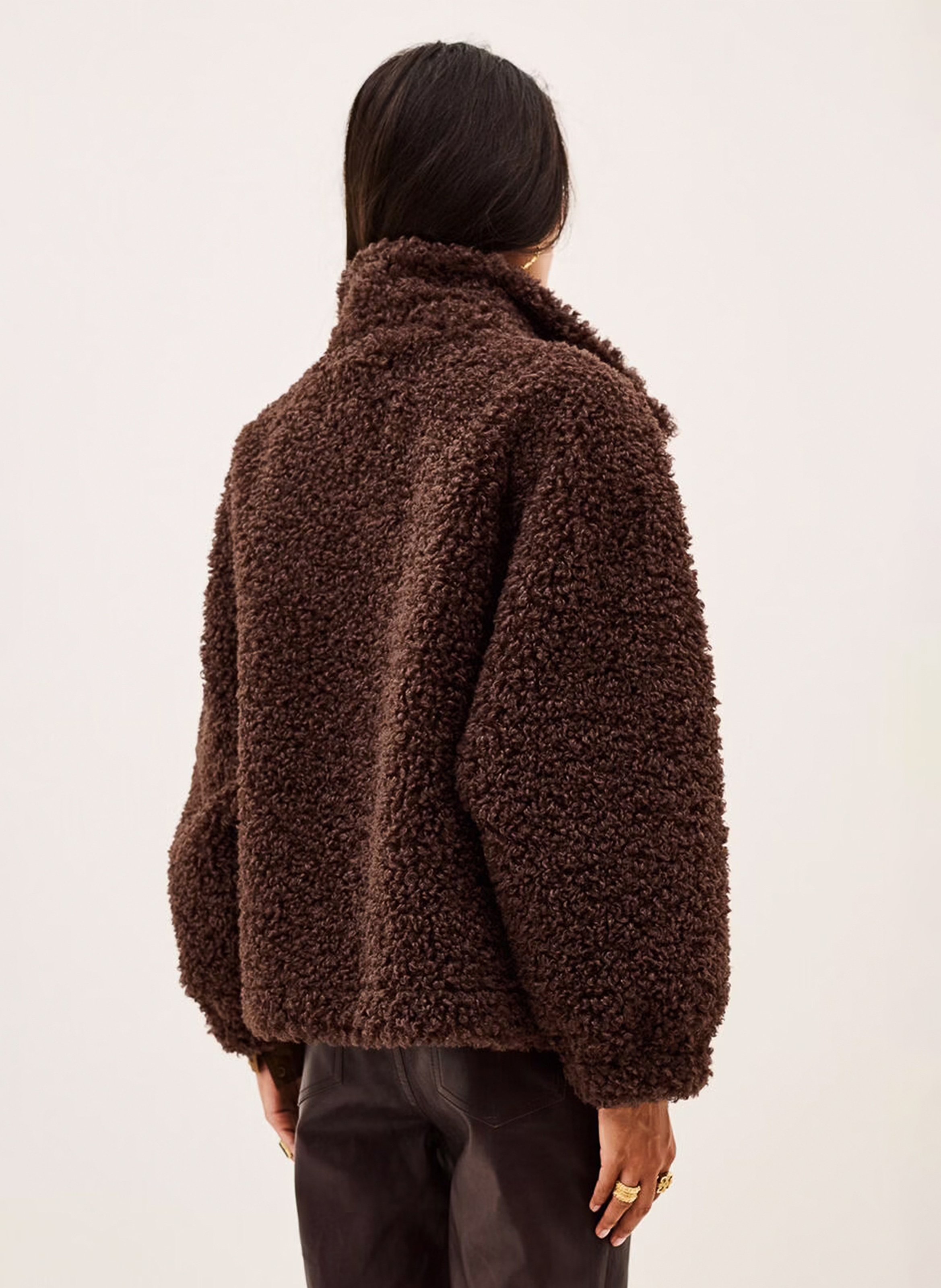 Manteau col montant ample en sherpa sonjo BA&SH Marron