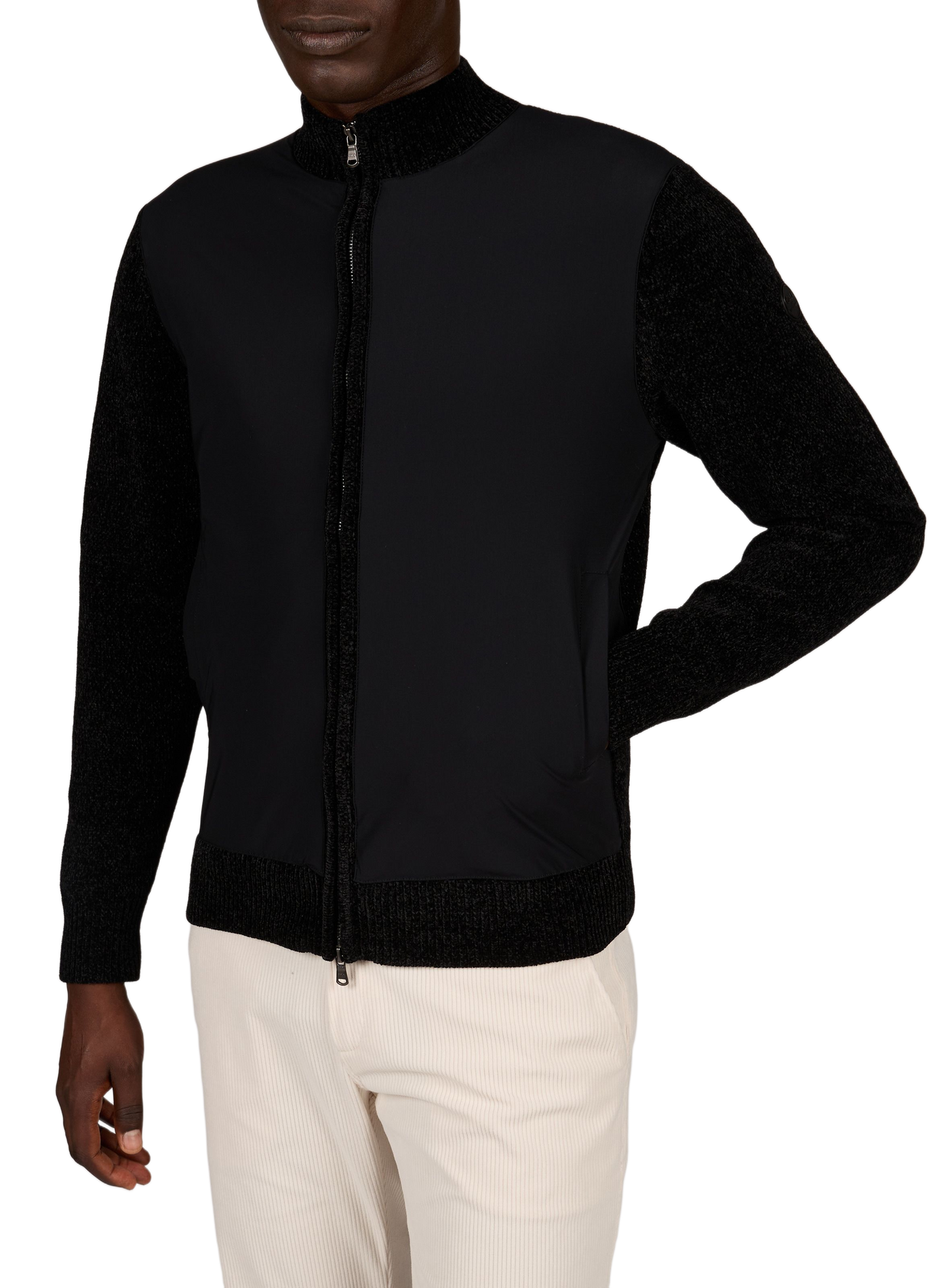 Ario Gordona straight-fit jacket with high neck in two materials 1789 CALA Black