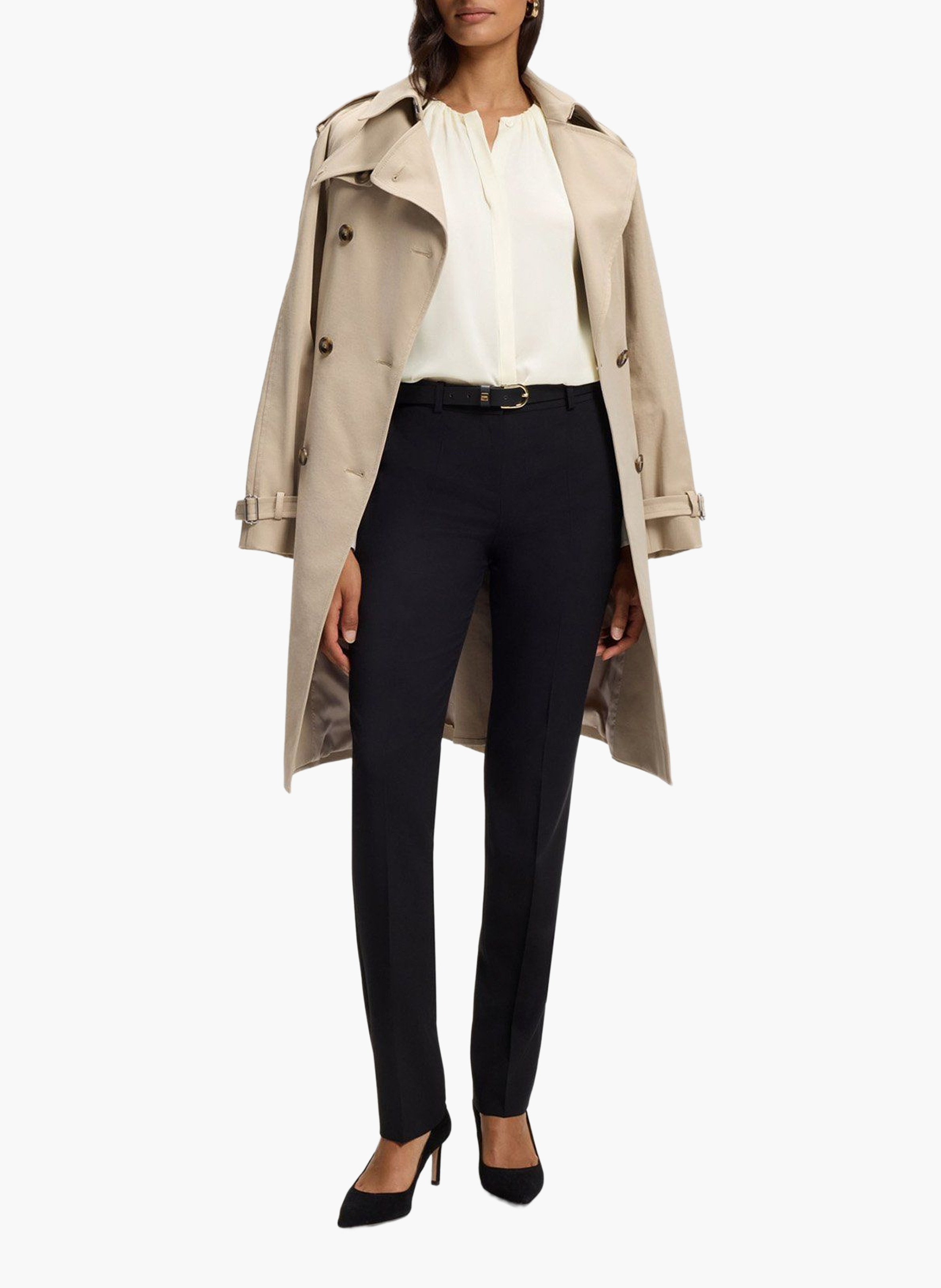 Chemisier uni en soie mélangée BOSS Beige